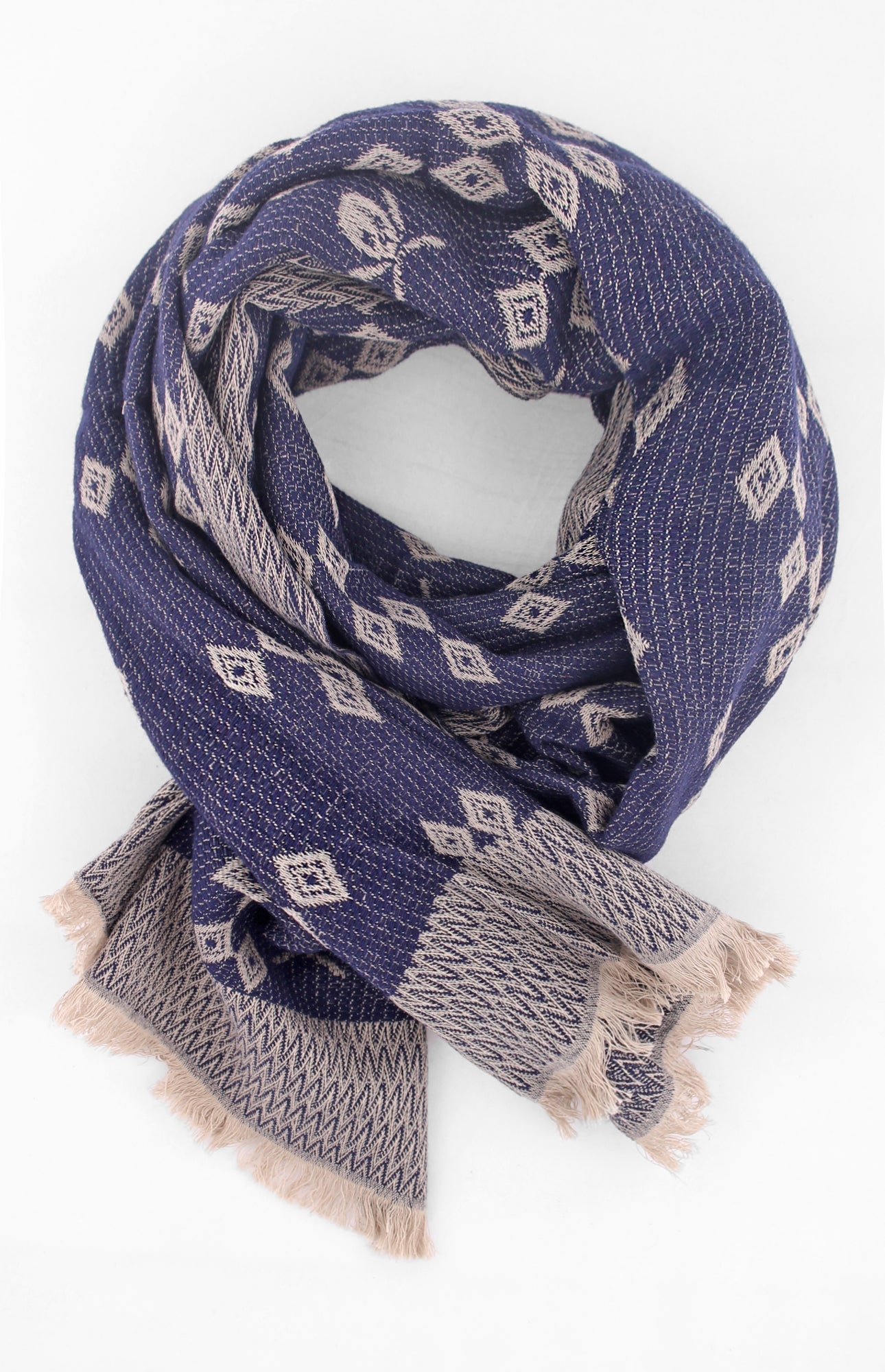 JACQUARD SKULL PASHMINA NAVY