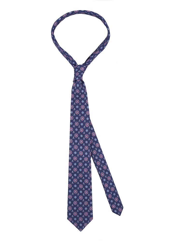 MED AND SKULL TIE  NAVY