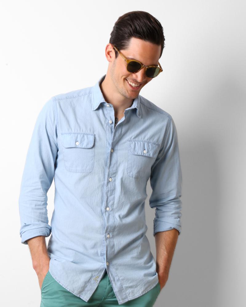 POCKETS DENIM SHIRT DENIM BLUE