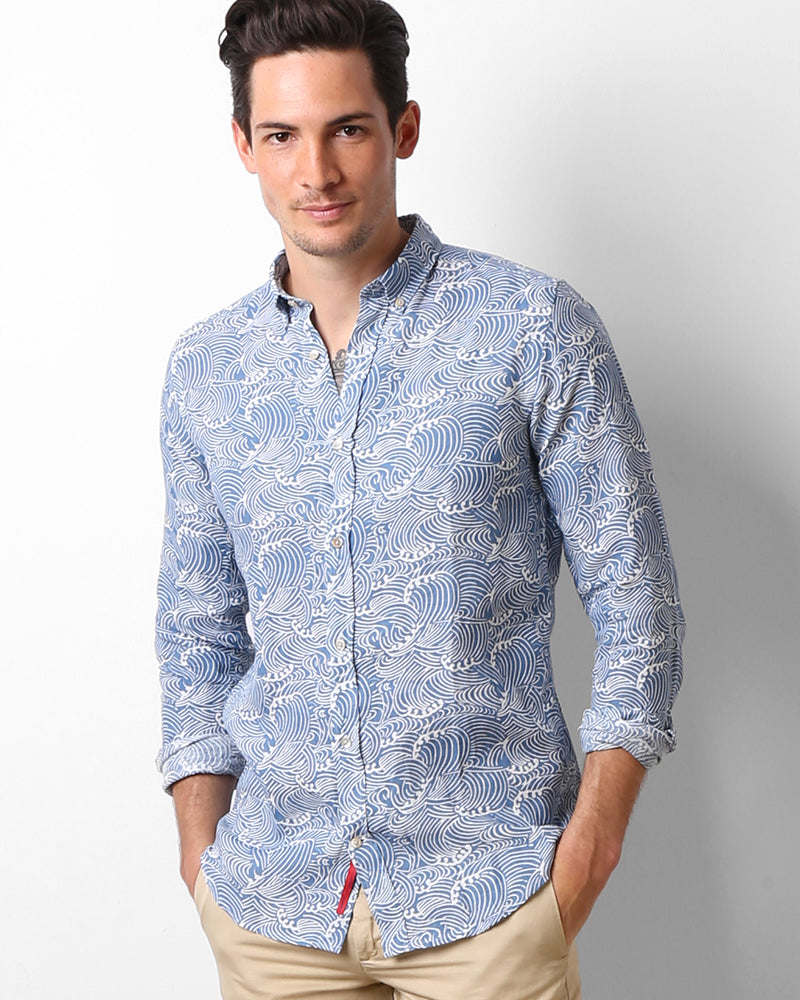 WAVES LINEN SHIRT NAVY