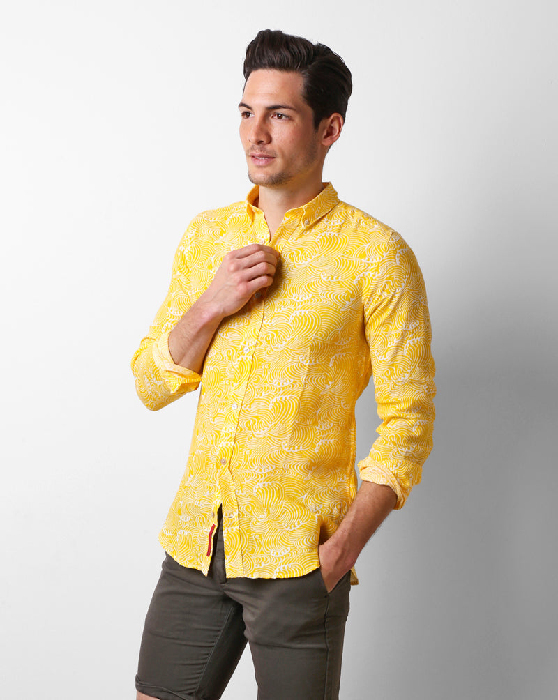WAVES LINEN SHIRT YELLOW