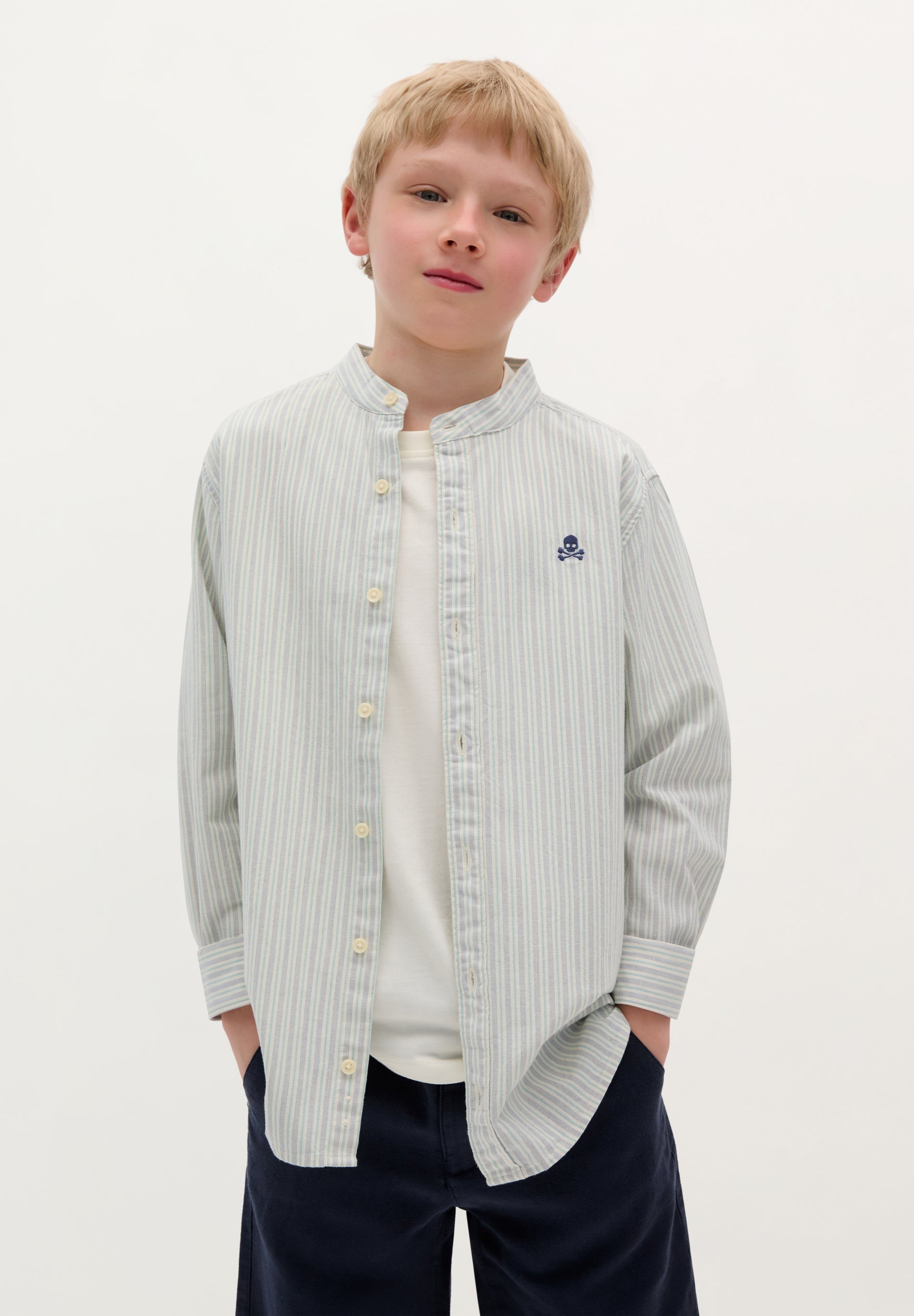 CAMISA  RAYAS CUELLO MAO