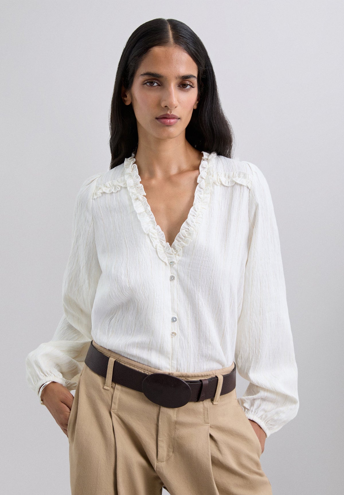 BLUSA FRUNCES HILO METALIZADO