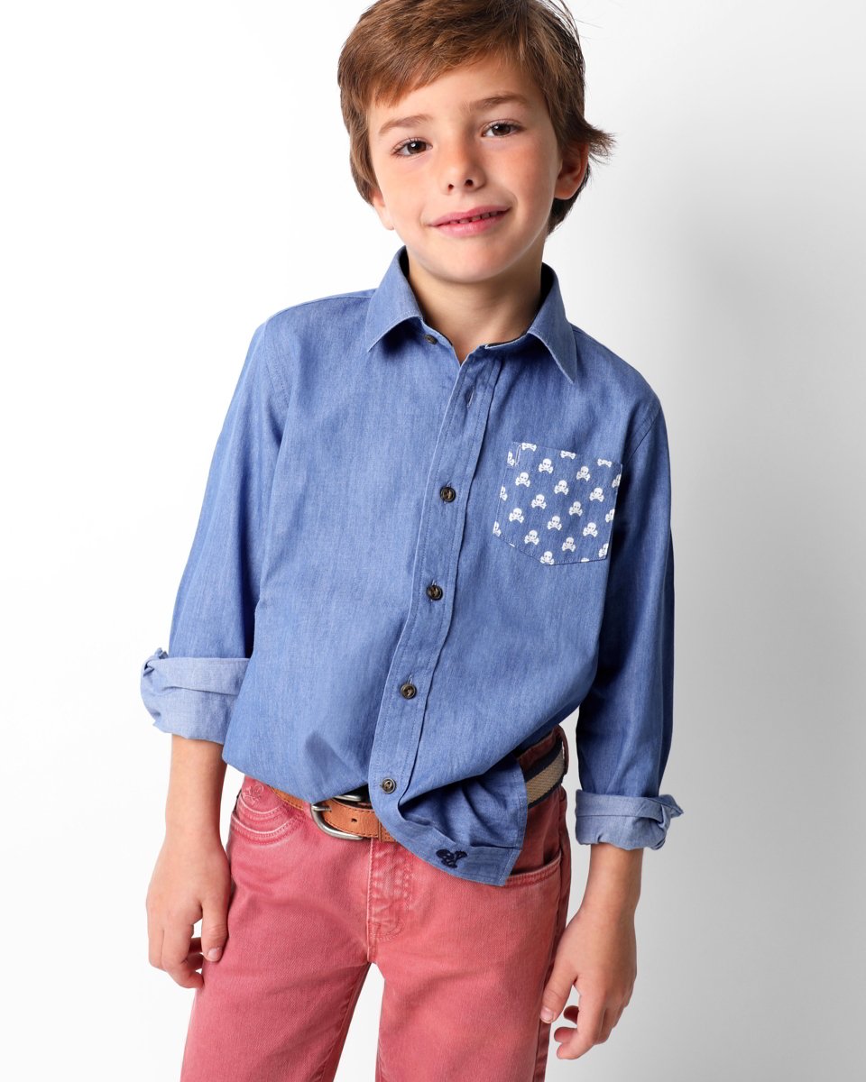 SKULL KONICA SHIRT KIDS DENIM