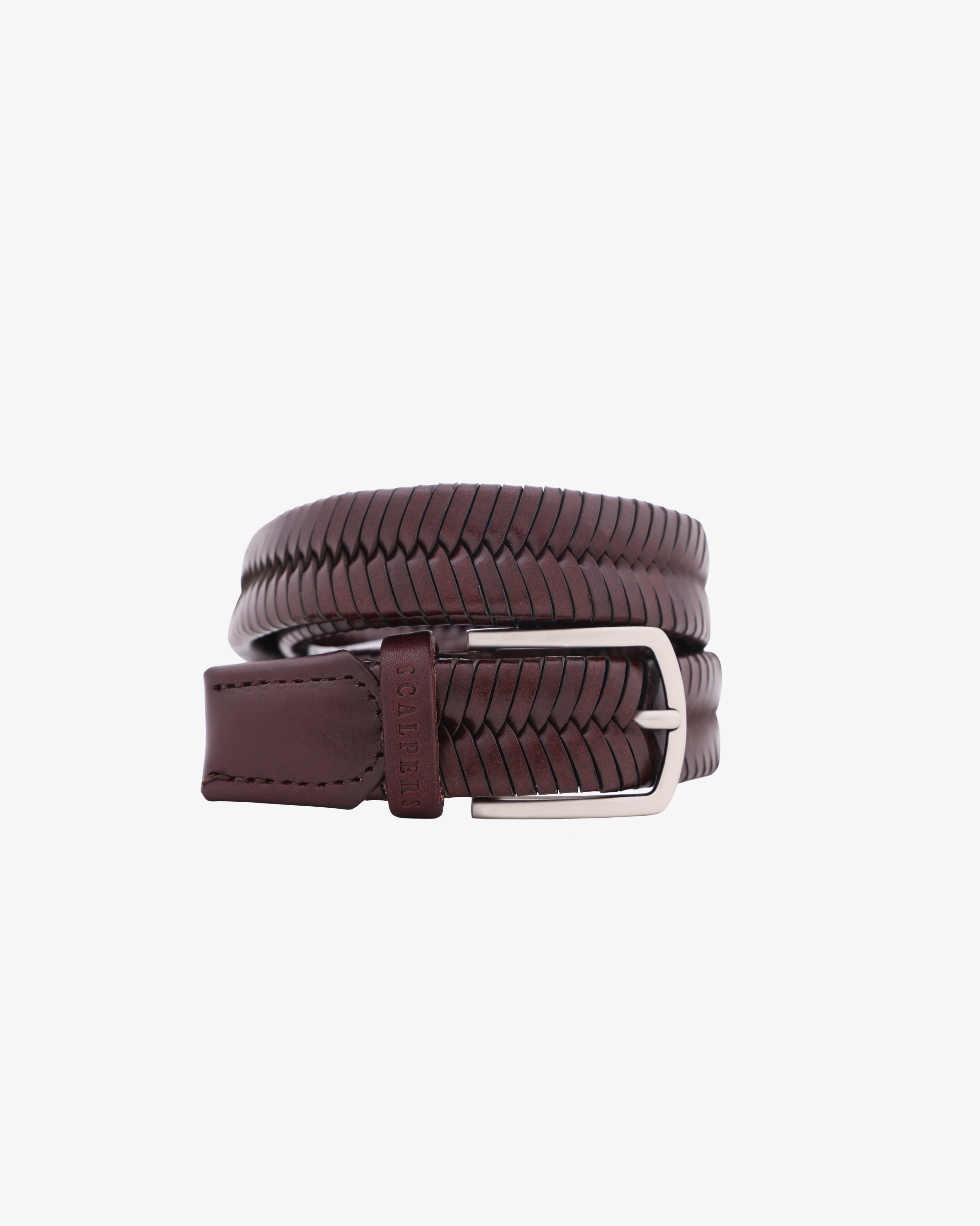 NARROW BRAIDED LEATHER BELT