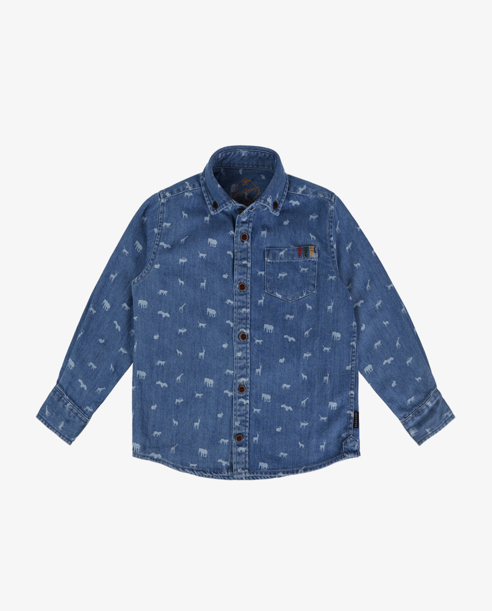 ANIMAL BUTTON DOWN BLUE