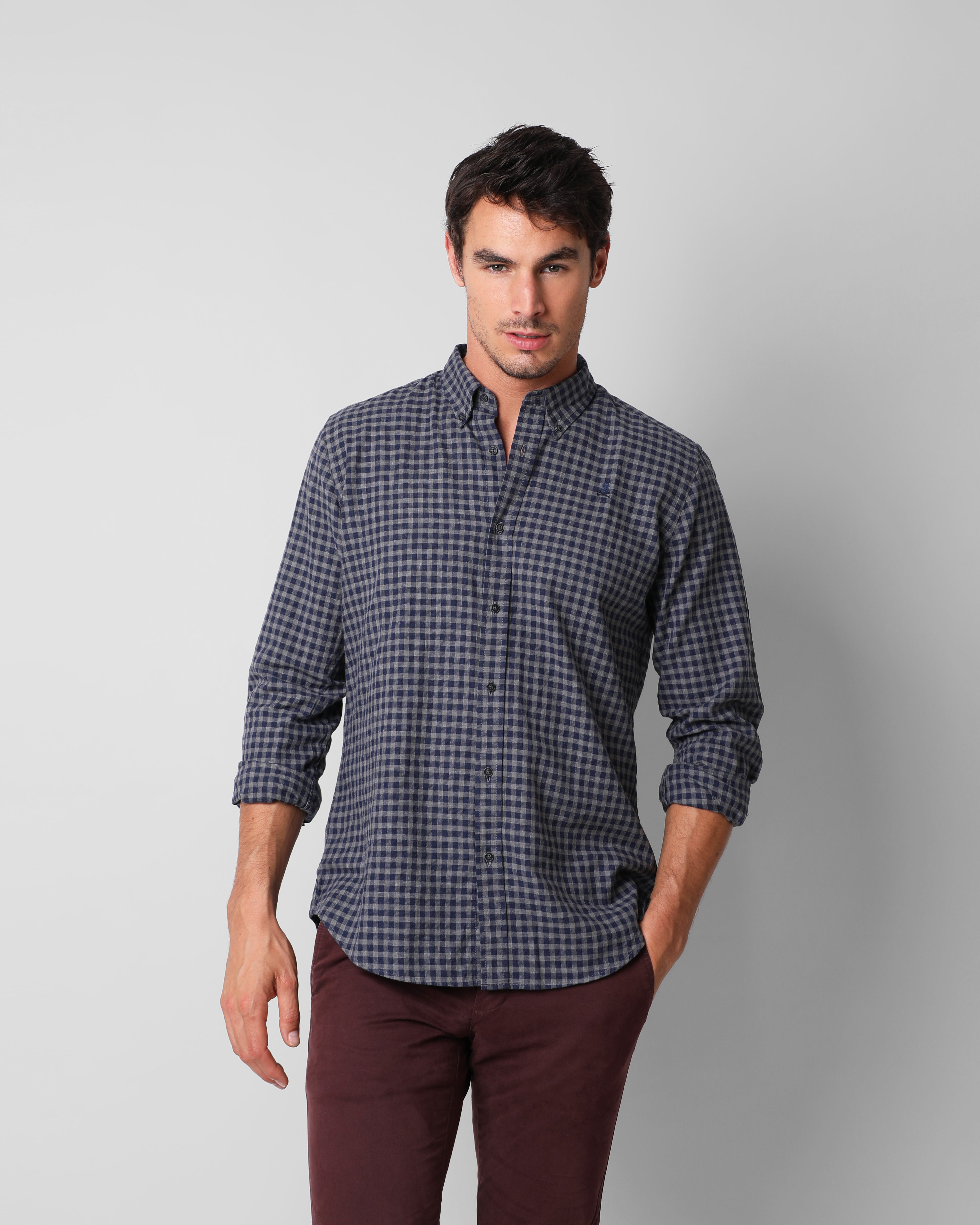 VIMEL CHECK F.BD.SHIRT GREY