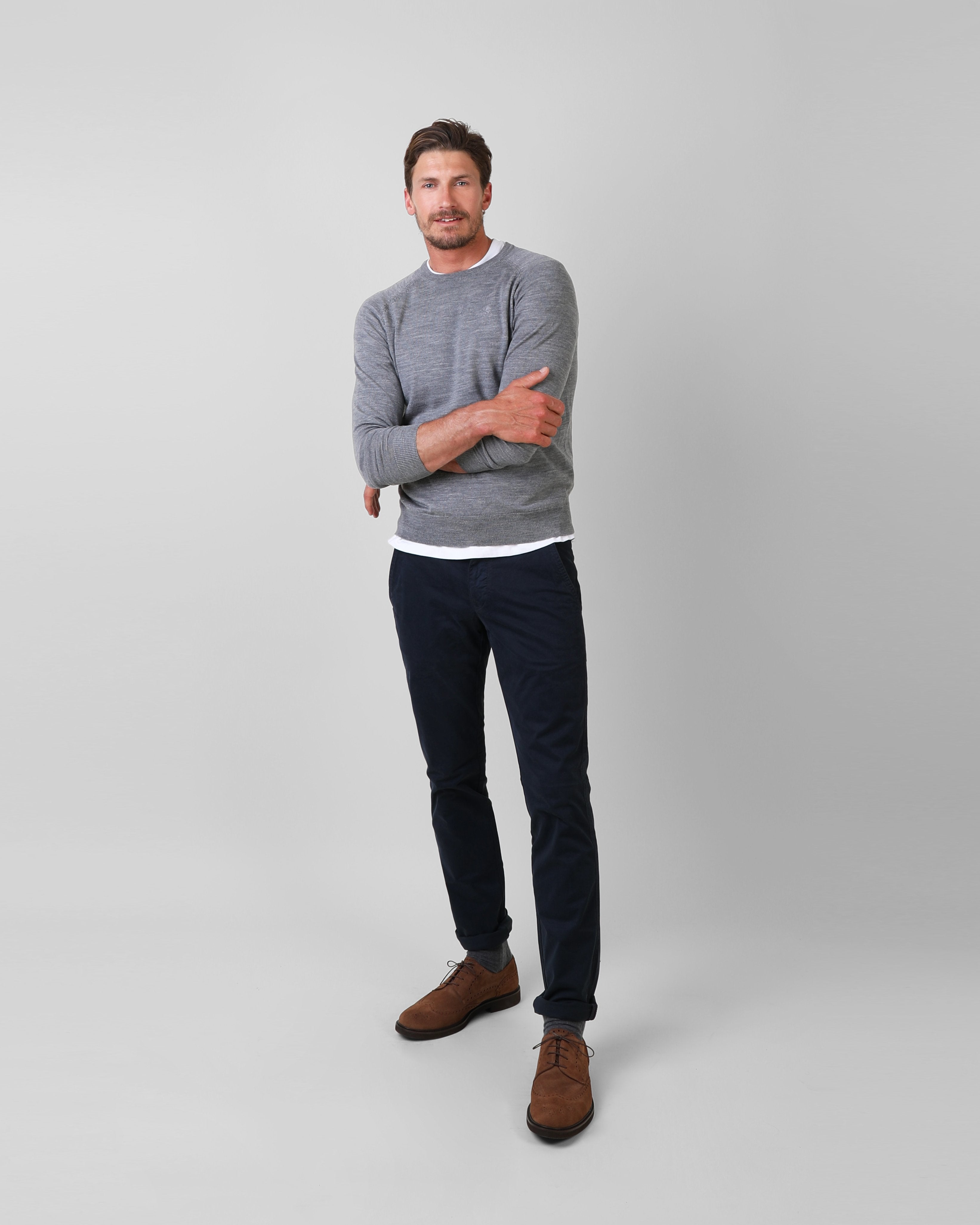 CLASSIC ROUND-NECK LIGHT GREY MELANGE