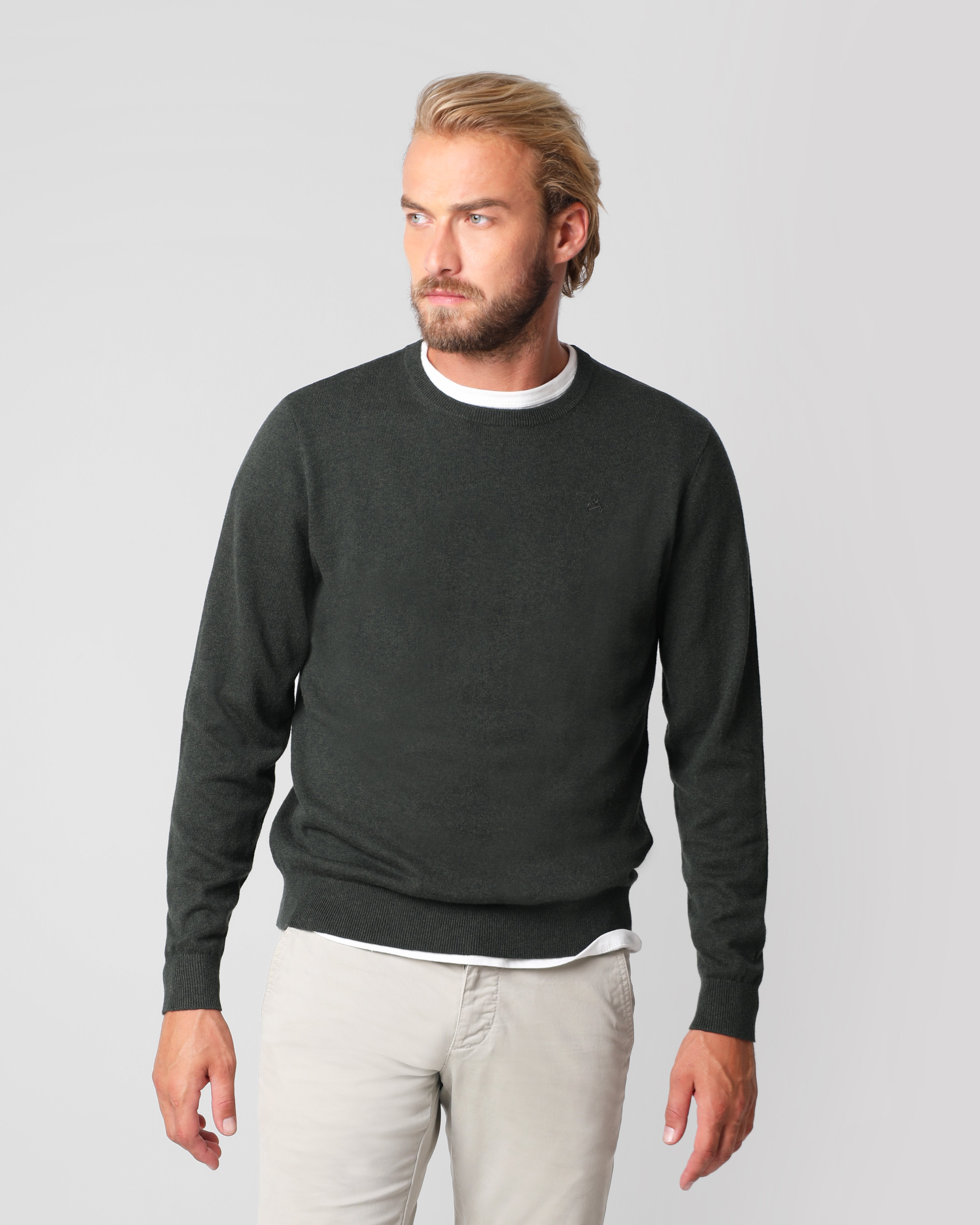 ROUND NECK GREEN MELANGE
