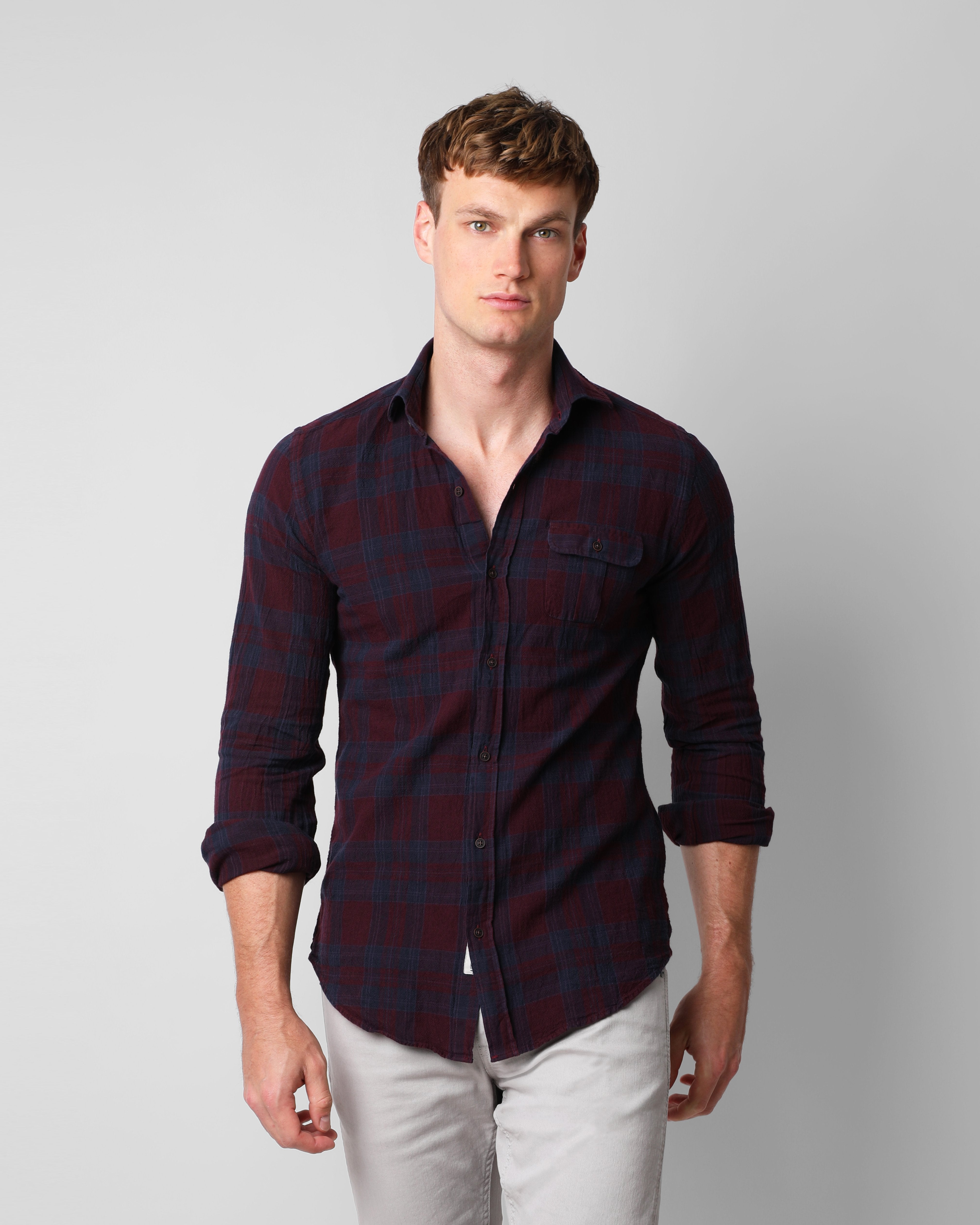 COSMO TARTAN K. SHIRT BURGUNDY