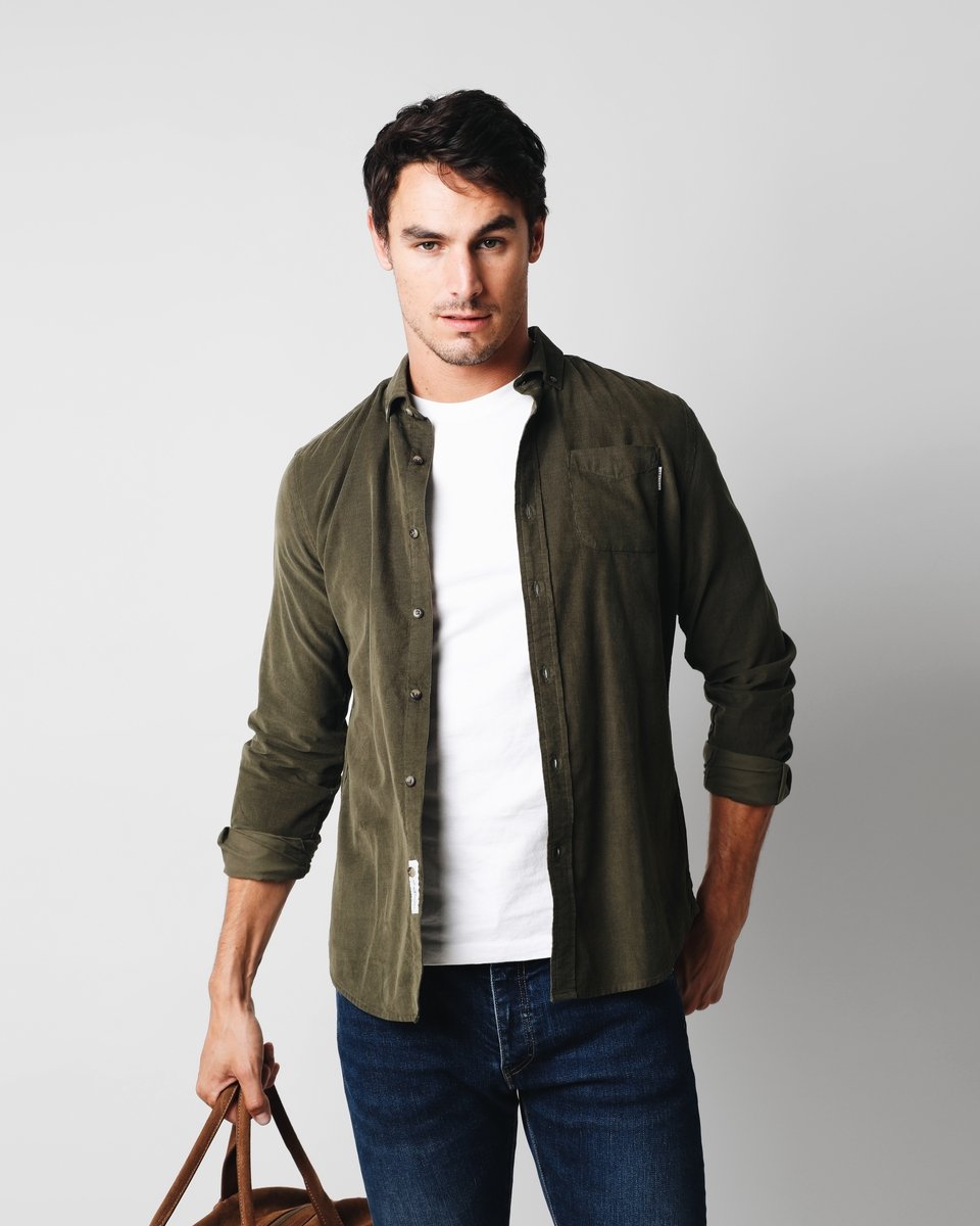 CORDUROY B.D.SHIRT KHAKI
