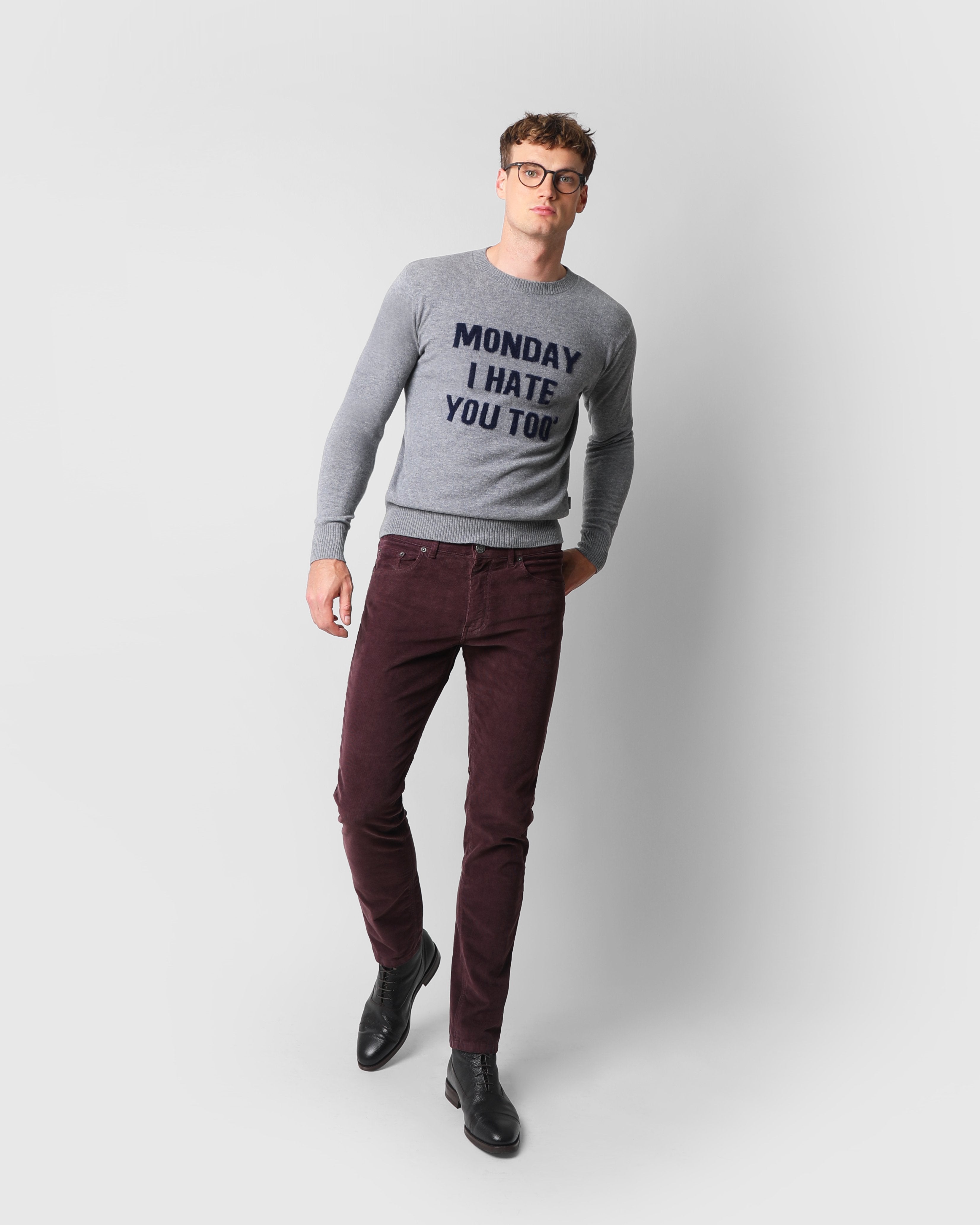 FIVE POCKET CORDUROY PANT BURGUNDY