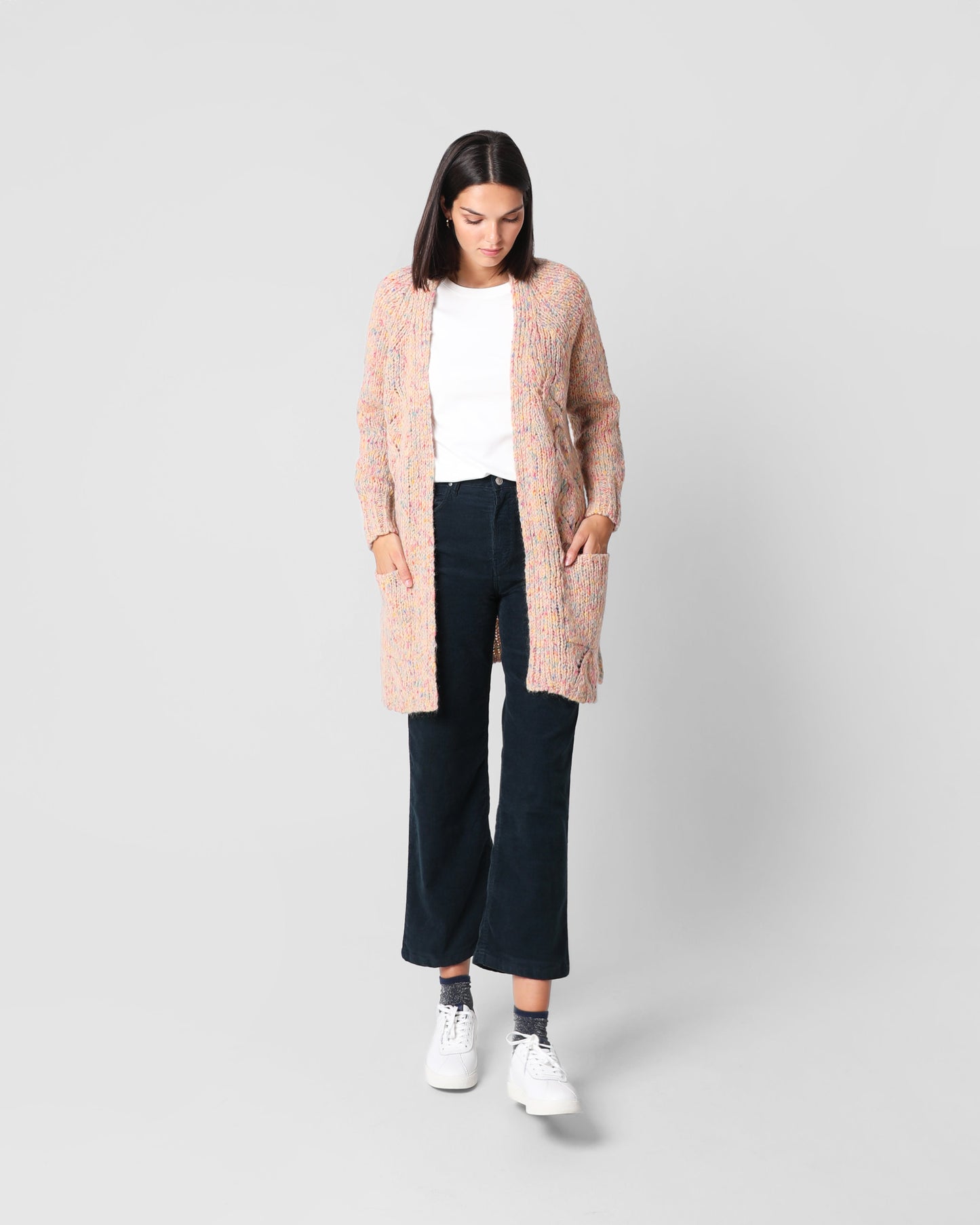 CARDIGAN TRENZADO MULTICOLOR BEIGE