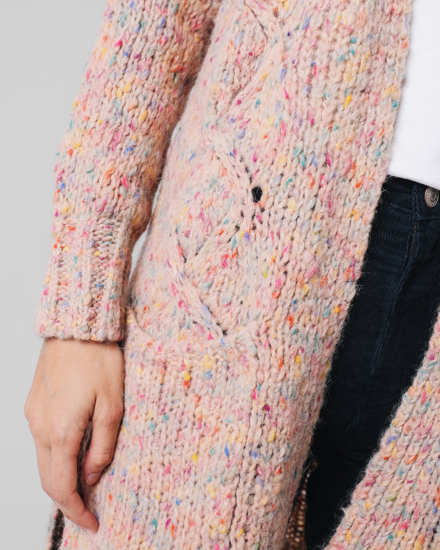 CARDIGAN TRENZADO MULTICOLOR BEIGE