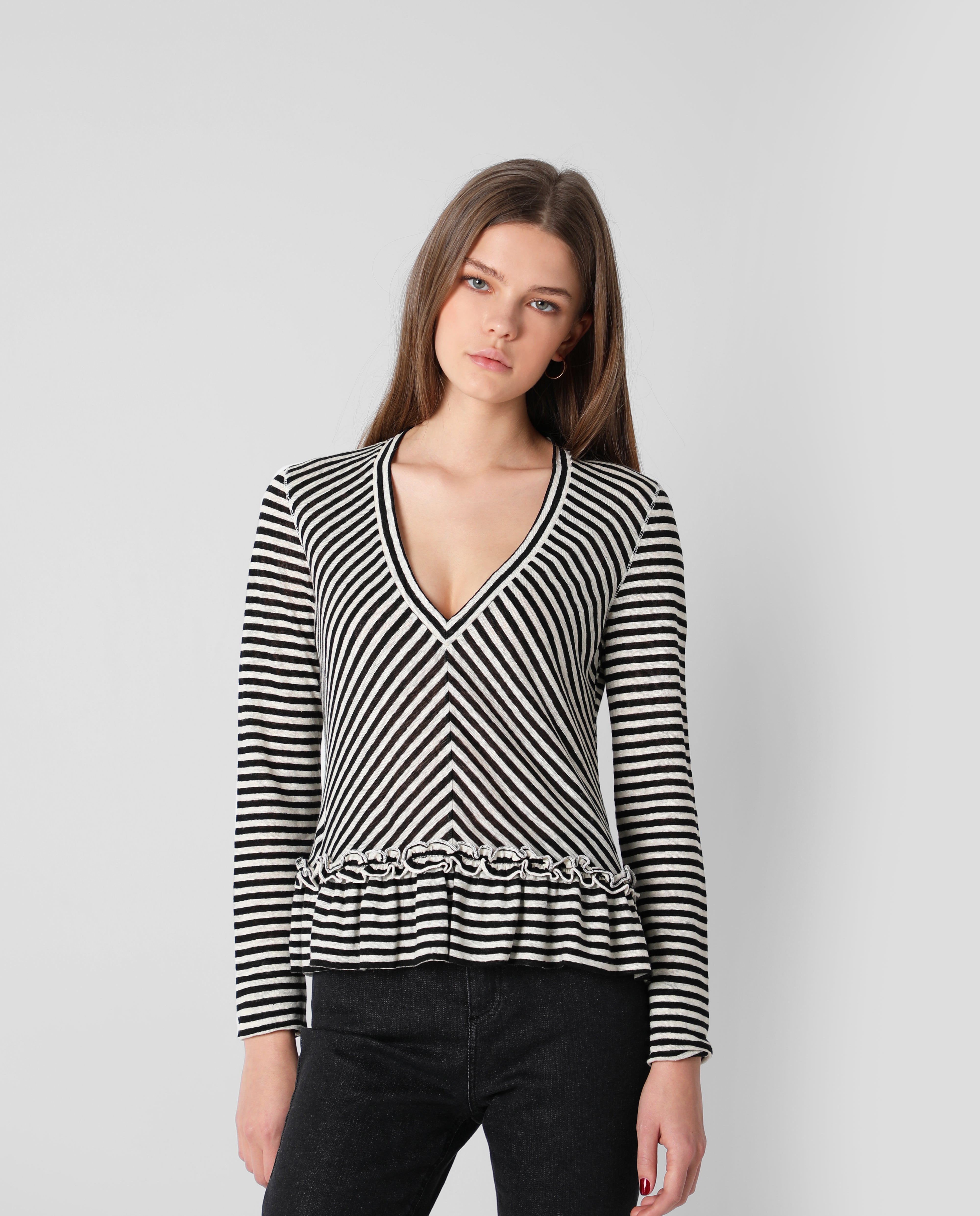 CAMISETA M/L RAYAS VOLANTE