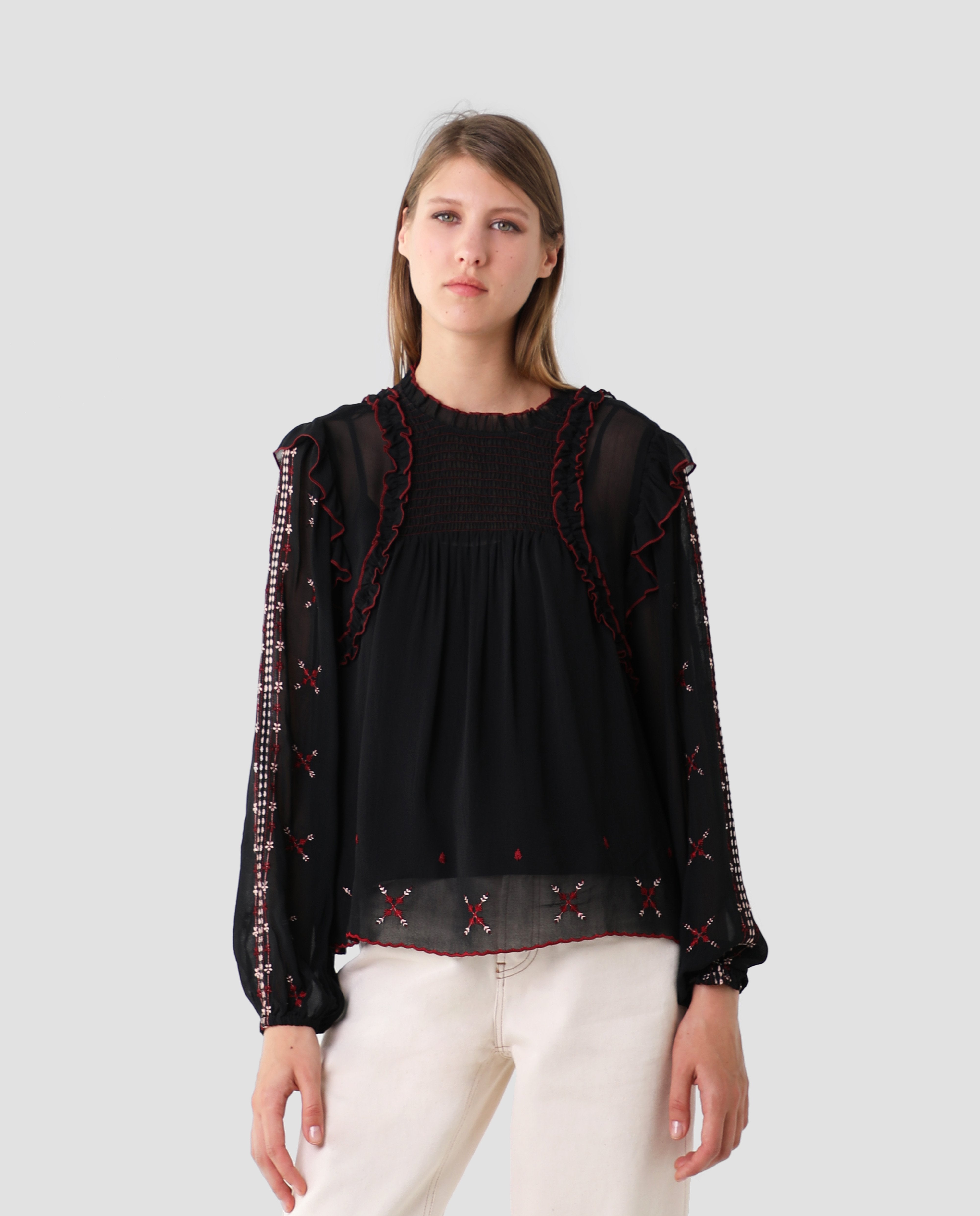 BLUSA BORDADOS CONTRASTE