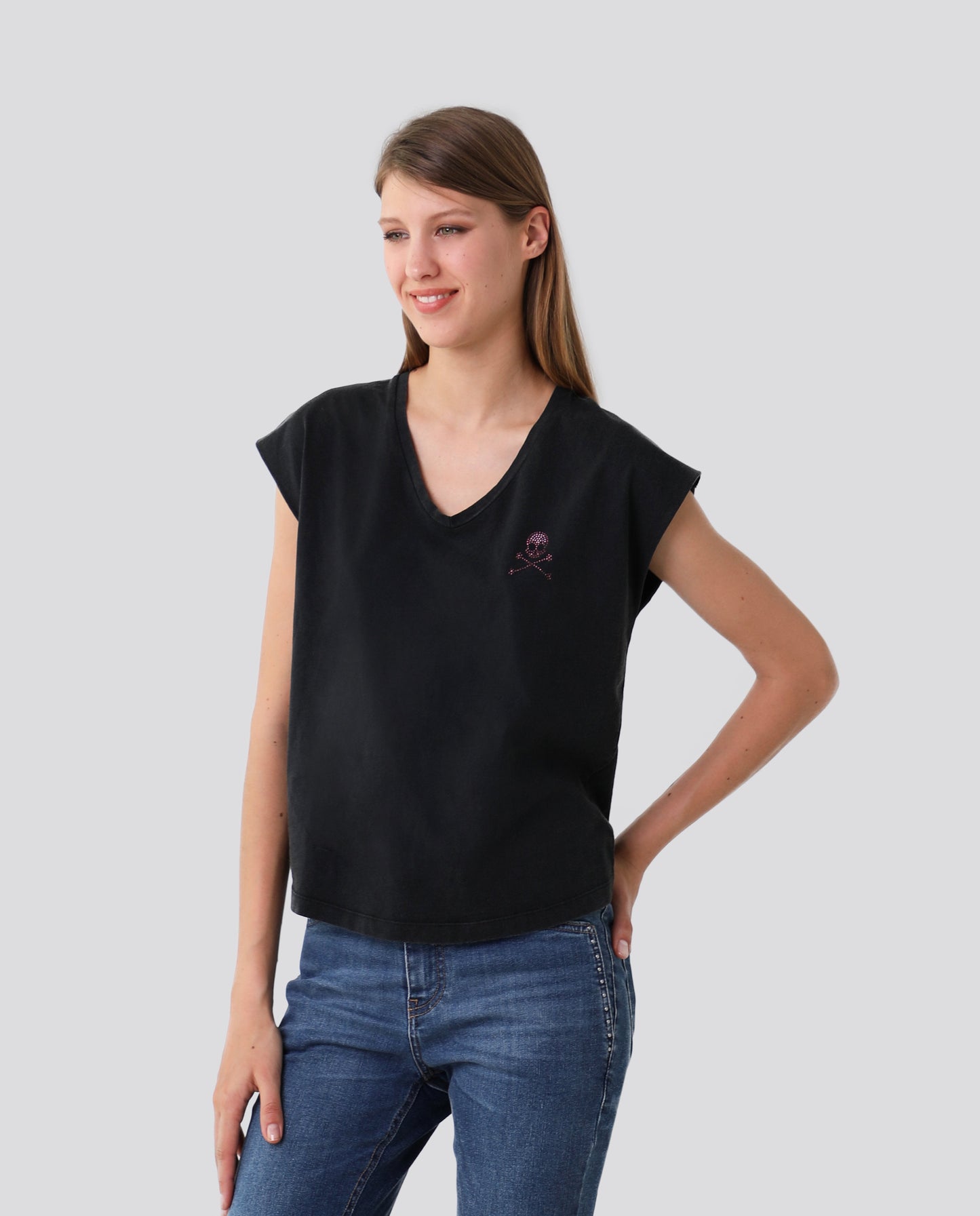 CAMISETA LOGO CALAVERA CRISTALES