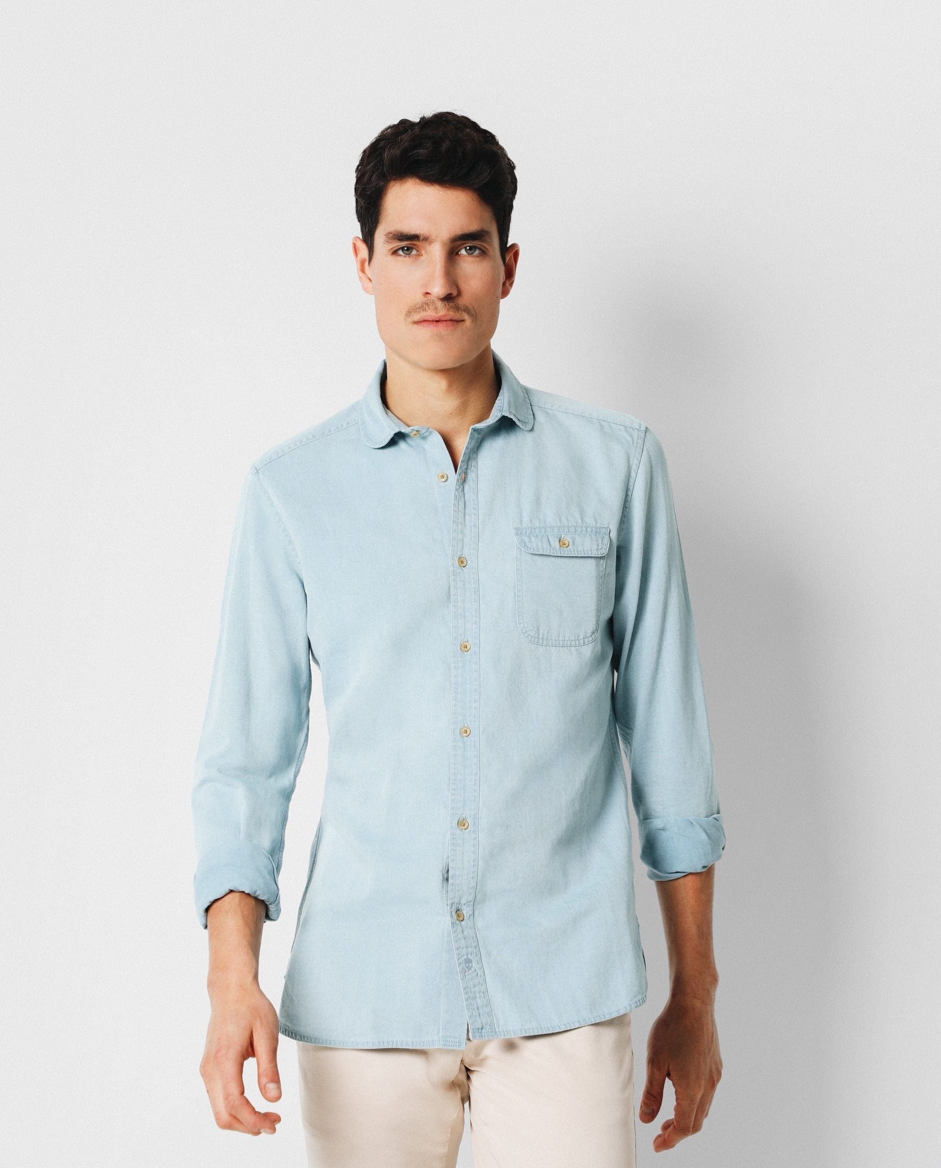 CAMISA DENIM CUELLO REDONDEADO