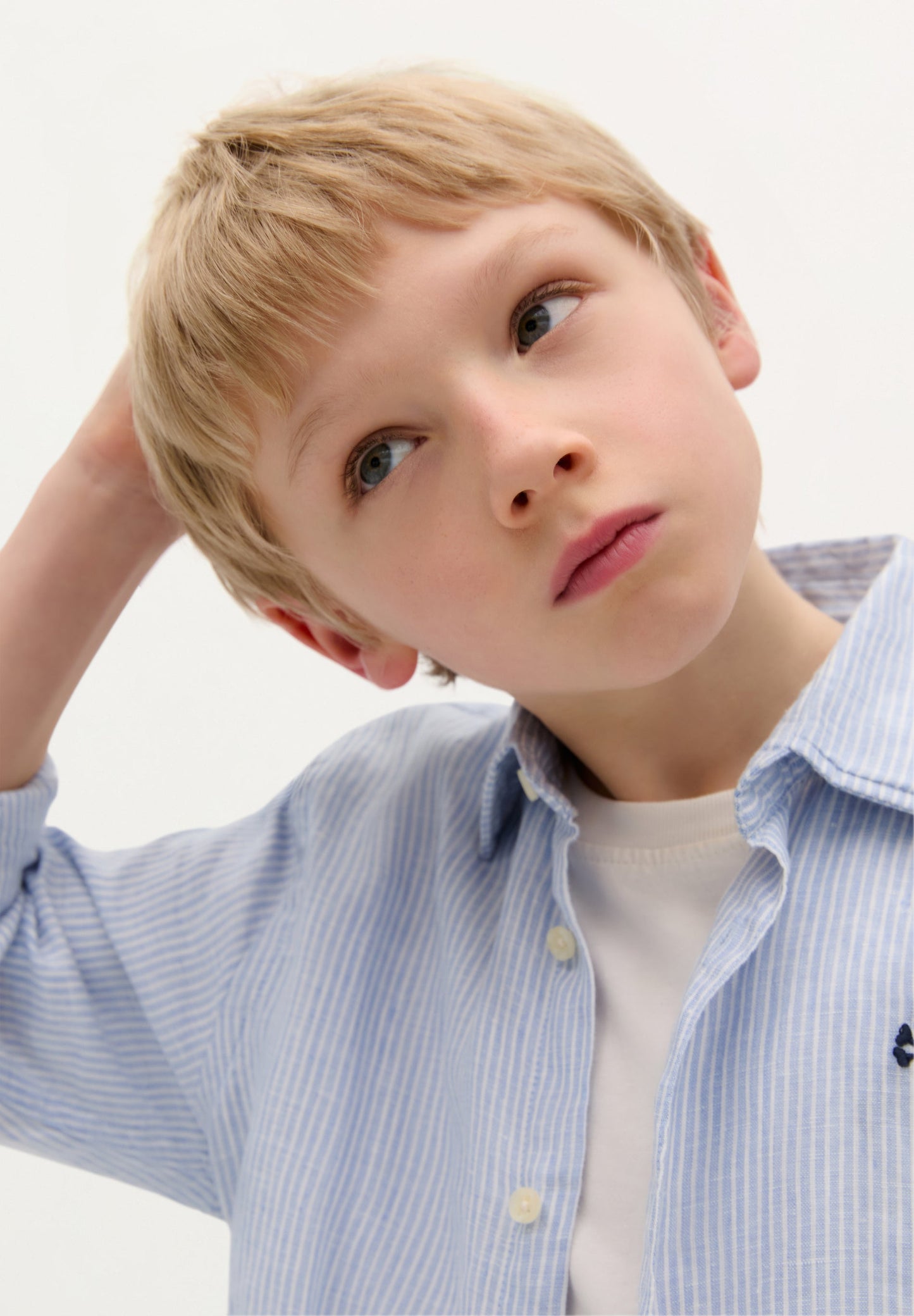 CAMISA LINO RAYAS CALAVERA