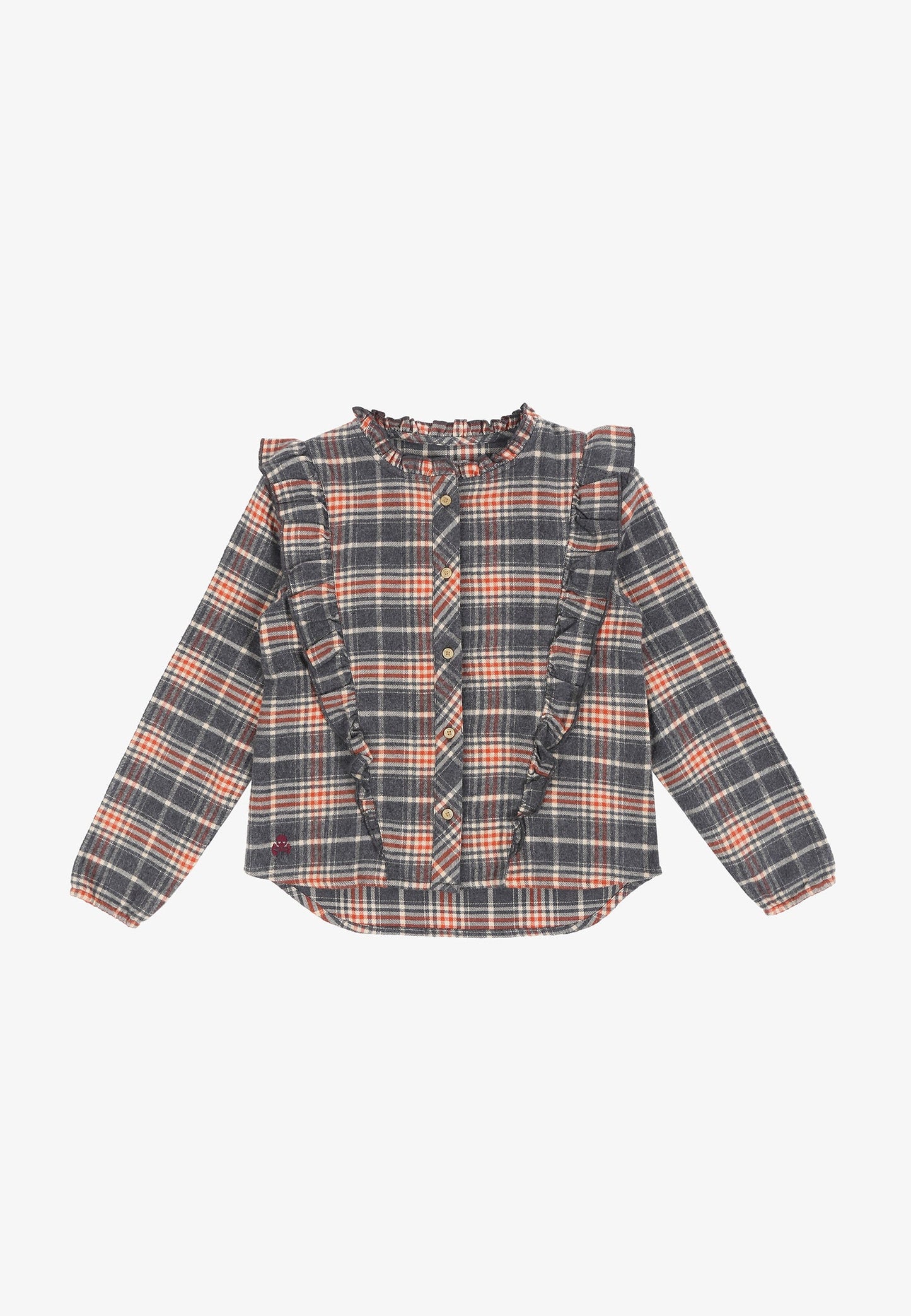 BLUSA CUADROS VOLANTES