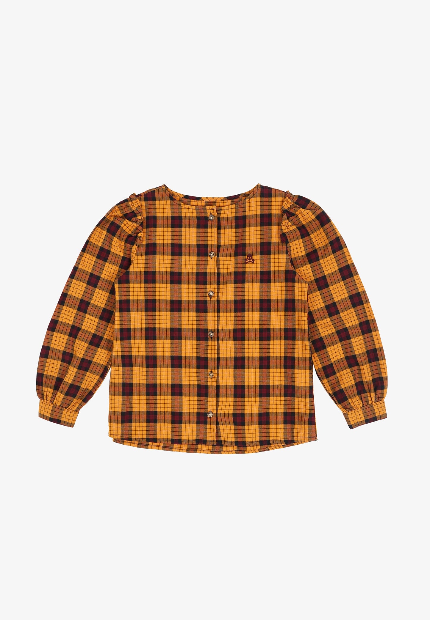 BLUSA CUADROS MANGA ABULLONADA
