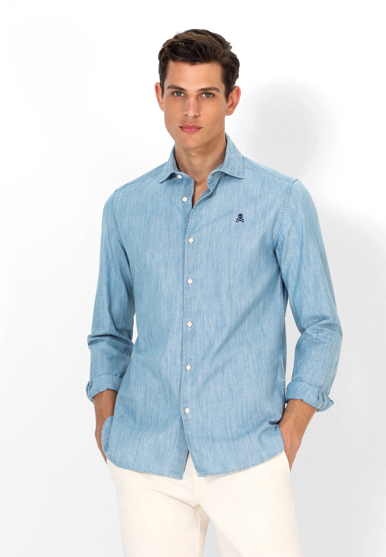 CAMISA DENIM CALAVERA BORDADA