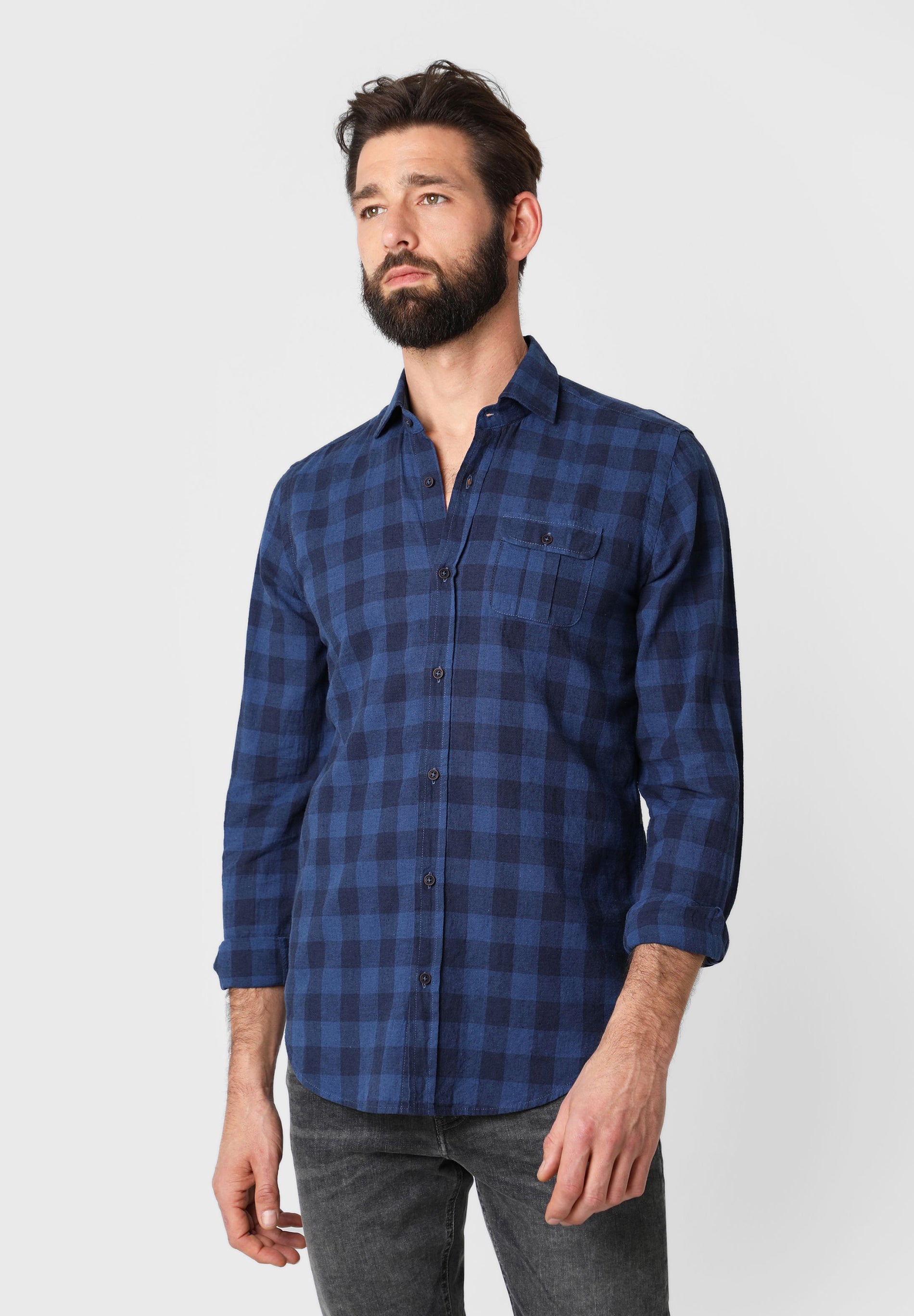 CAMISA CUADROS BOLSILLO BOTÓN
