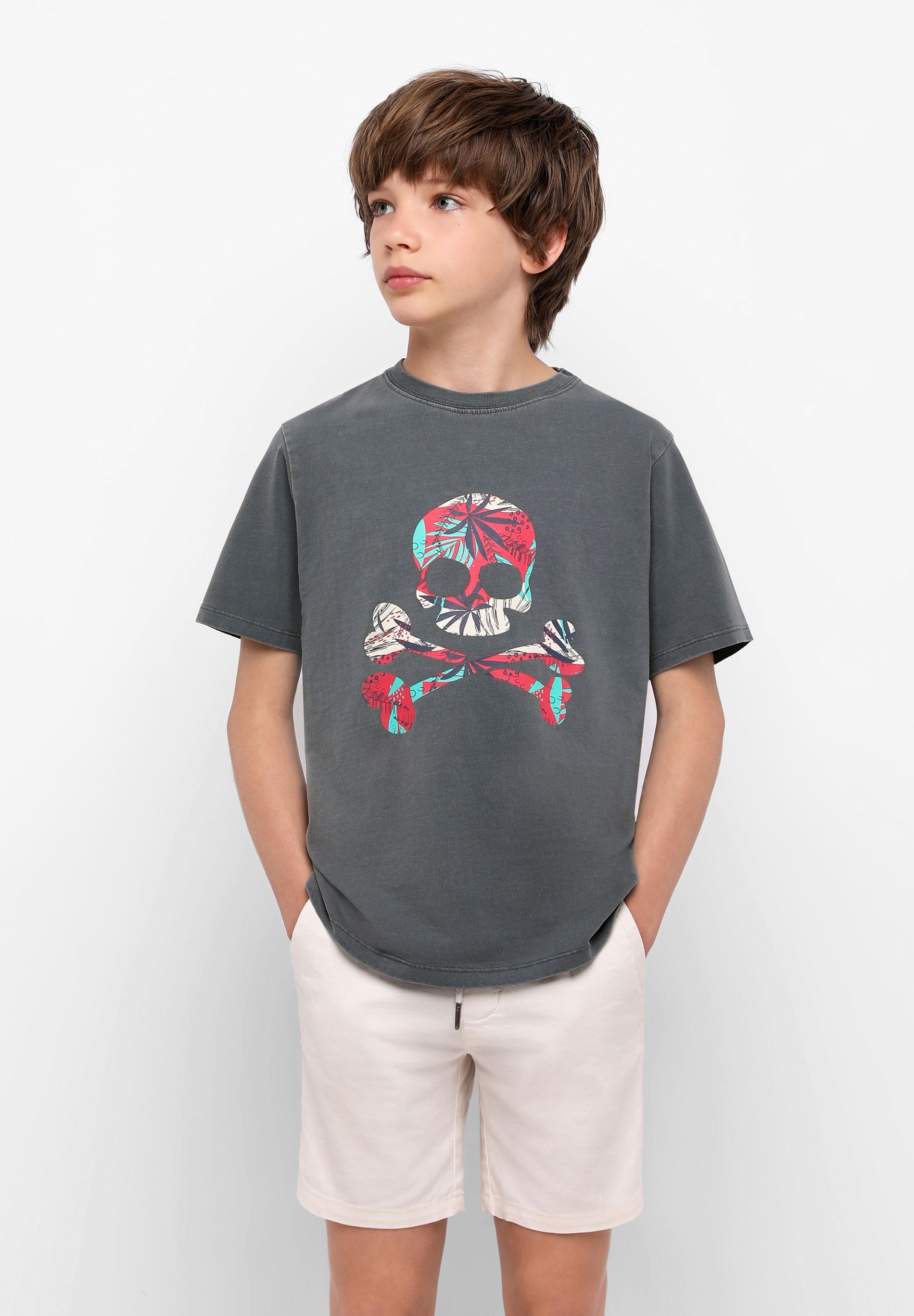 CAMISETA CALAVERA TROPICAL