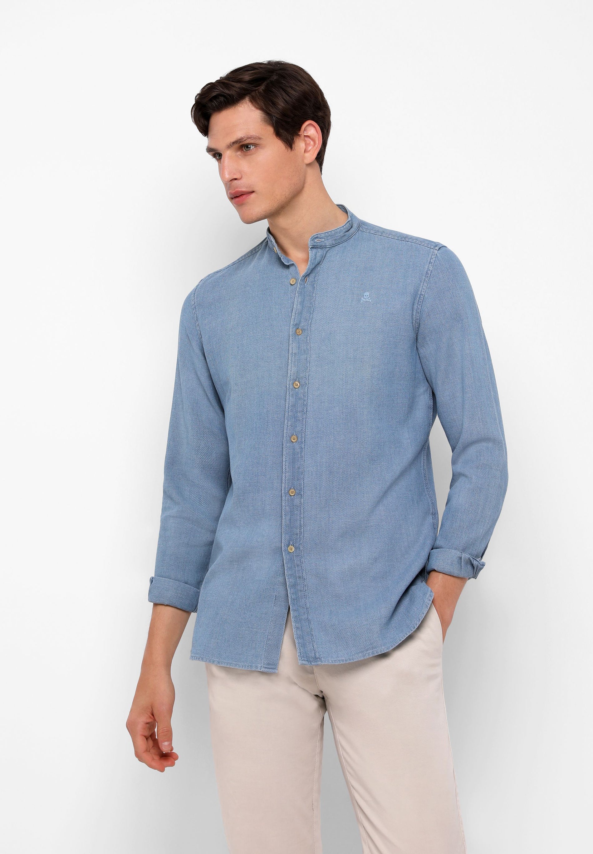 CAMISA DENIM CUELLO MAO