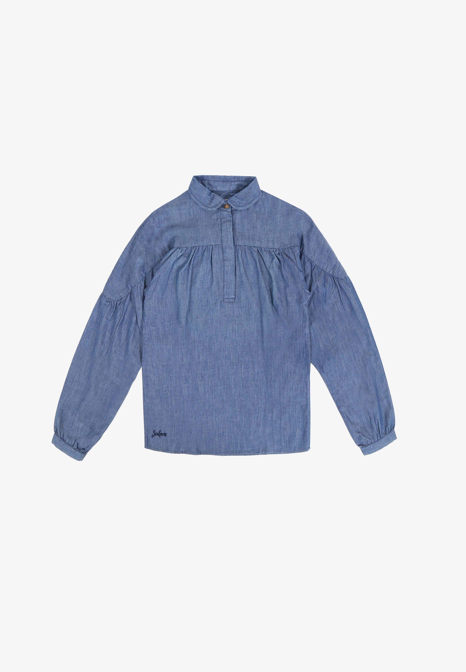 BLUSA DENIM MANGA ABULLONADA