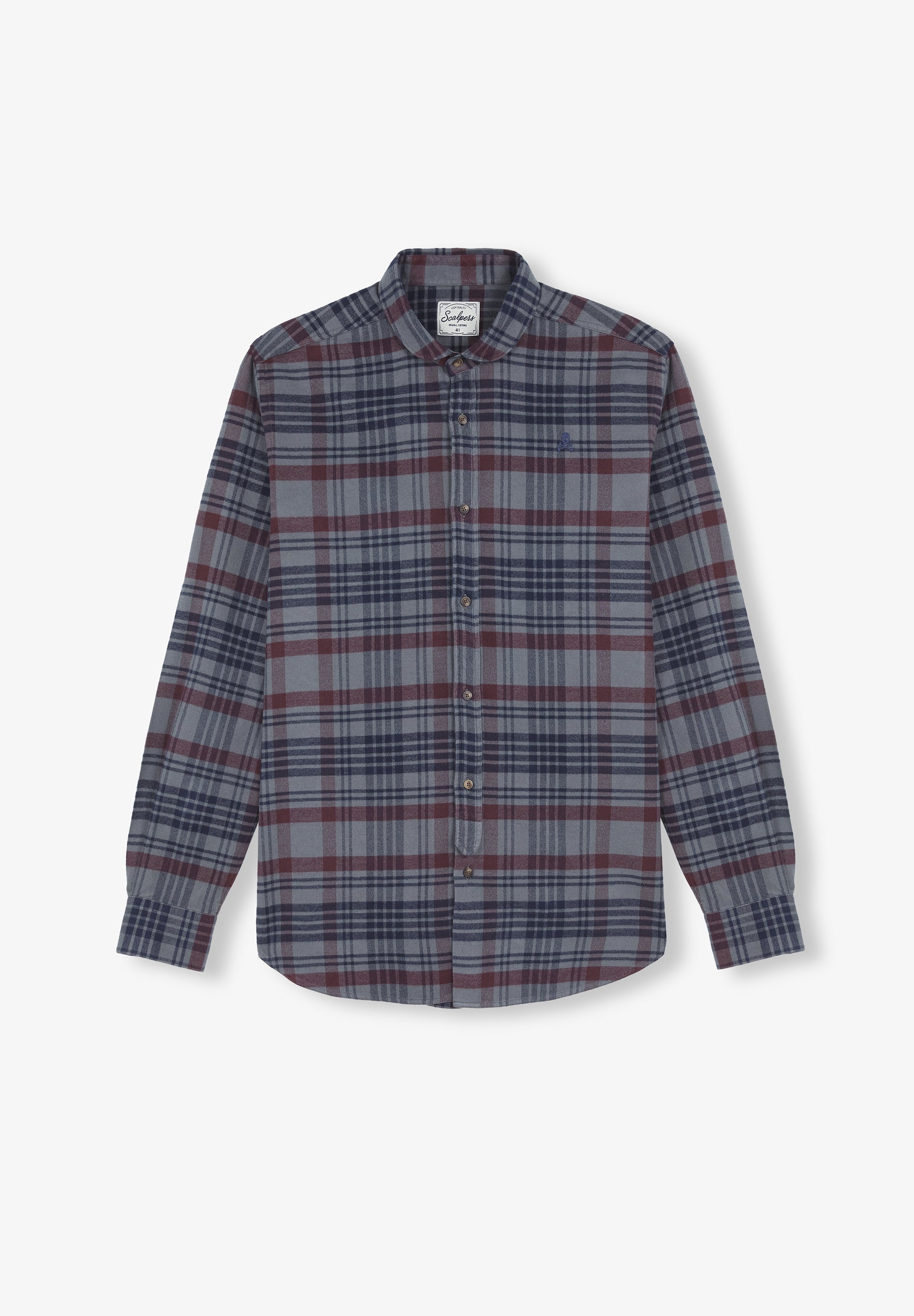 CAMISA CUADROS CUELLO REDONDEADO