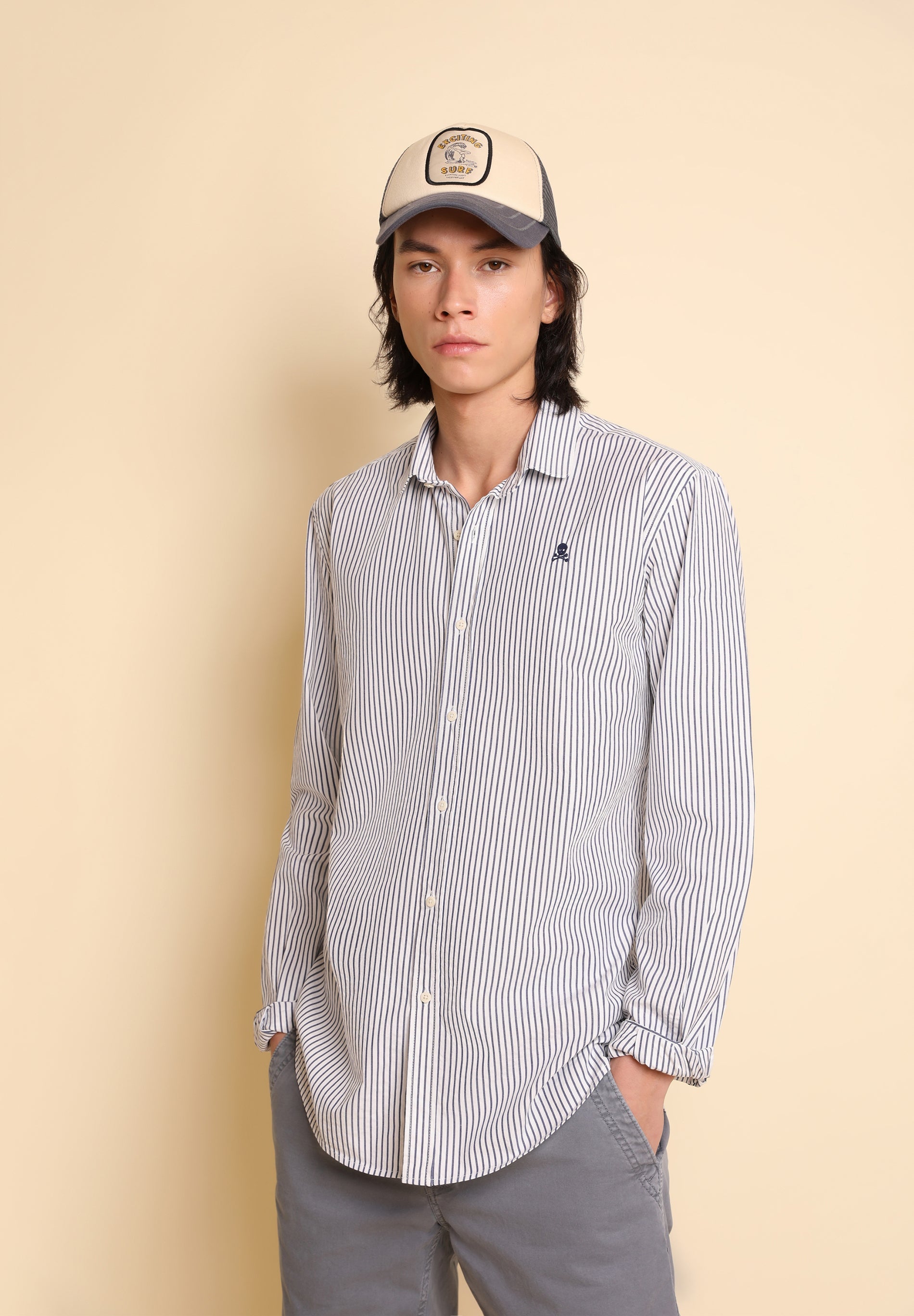 CAMISA RAYAS CUELLO REDONDEADO