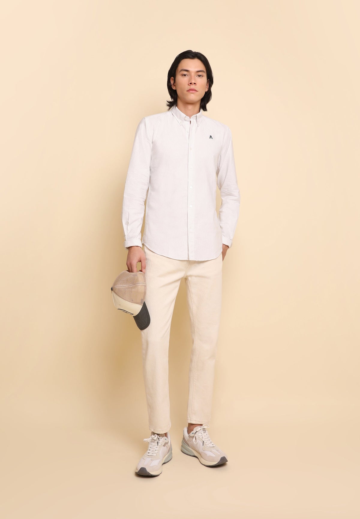 CAMISA OXFORD RAYAS CUELLO BOTONES