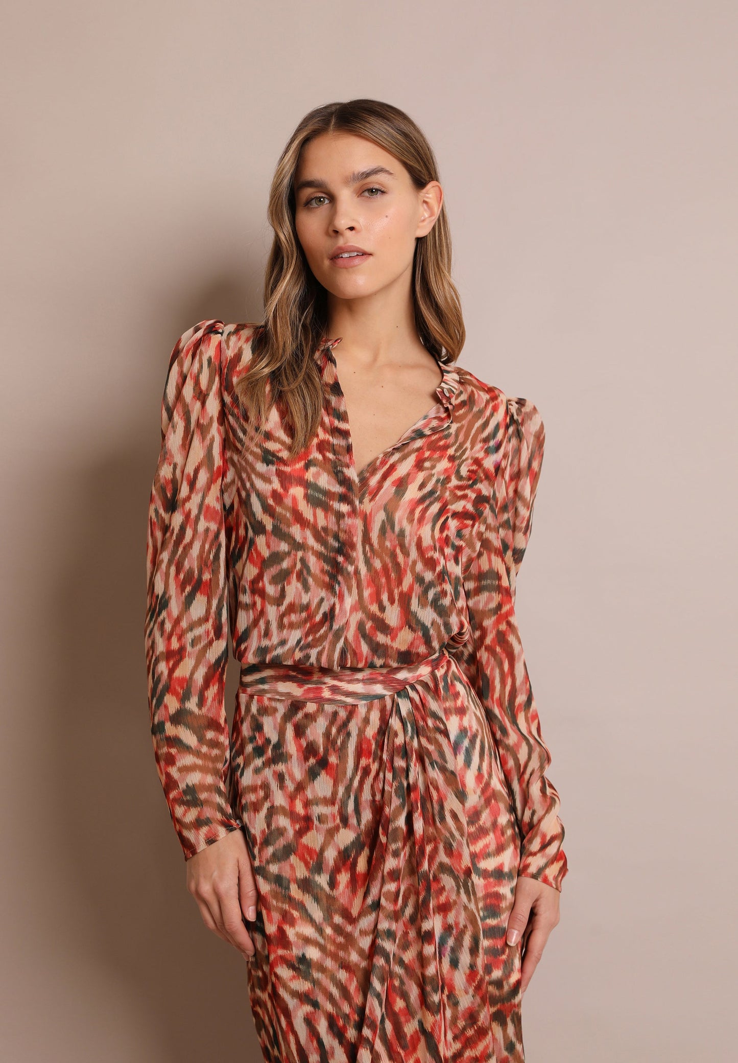 BLUSA MANGA ABULLONADA MULTICOLOR