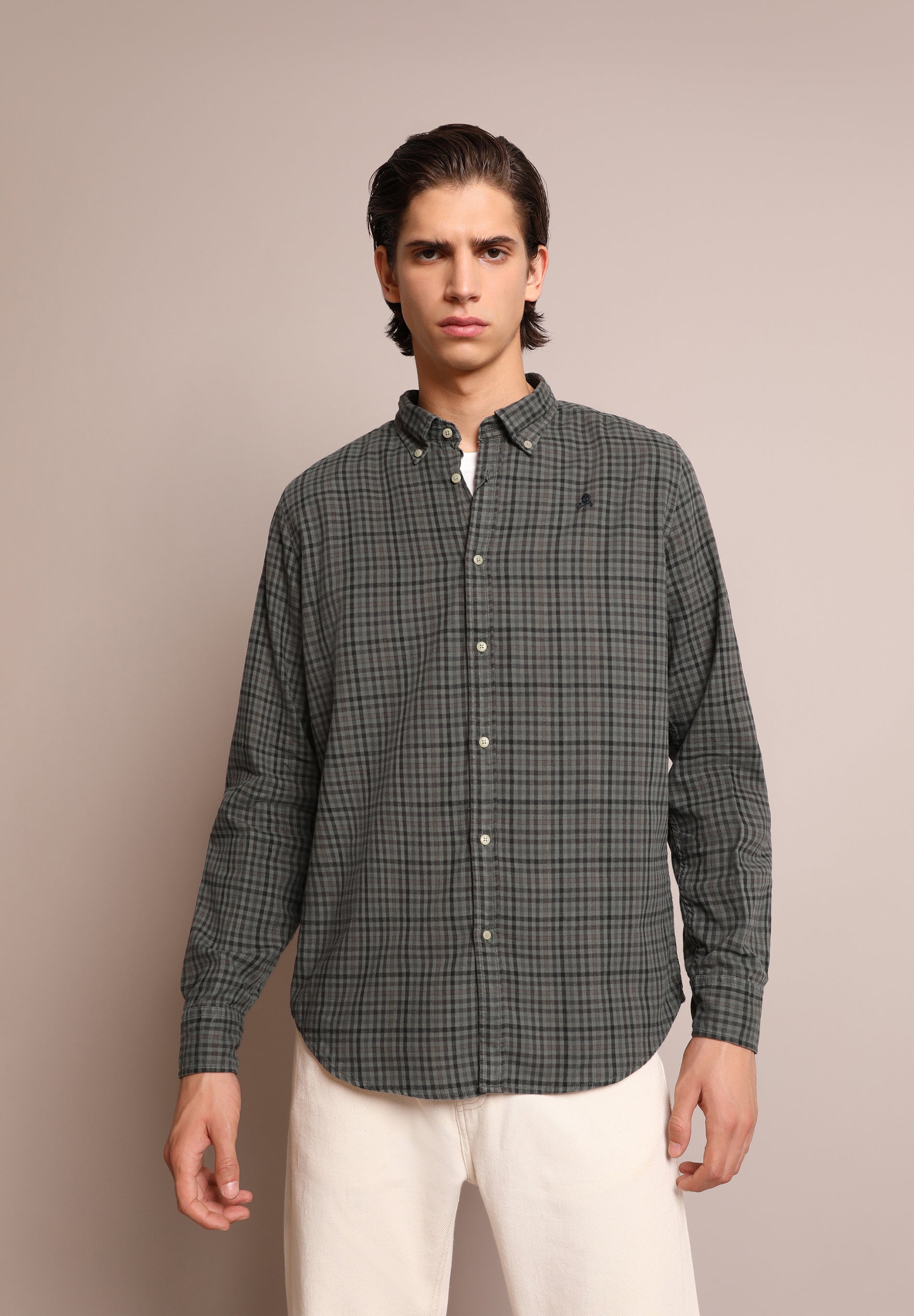 CAMISA CUADROS CON CUELLO BOTONES