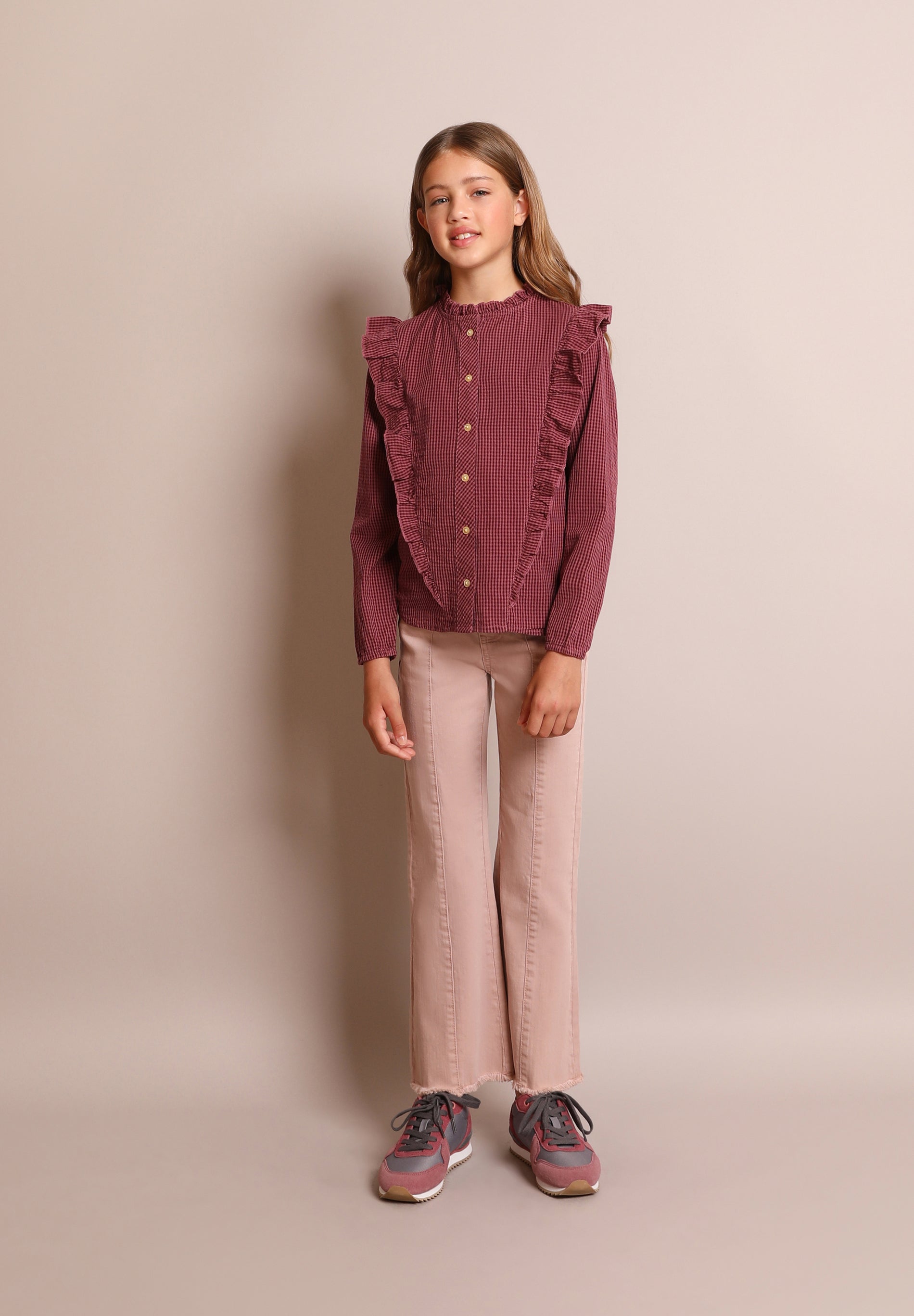 BLUSA CUADROS VOLANTES