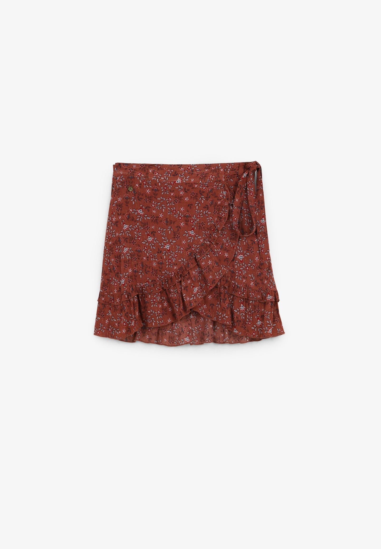 FALDA MINI ESTAMPADA CON LUREX