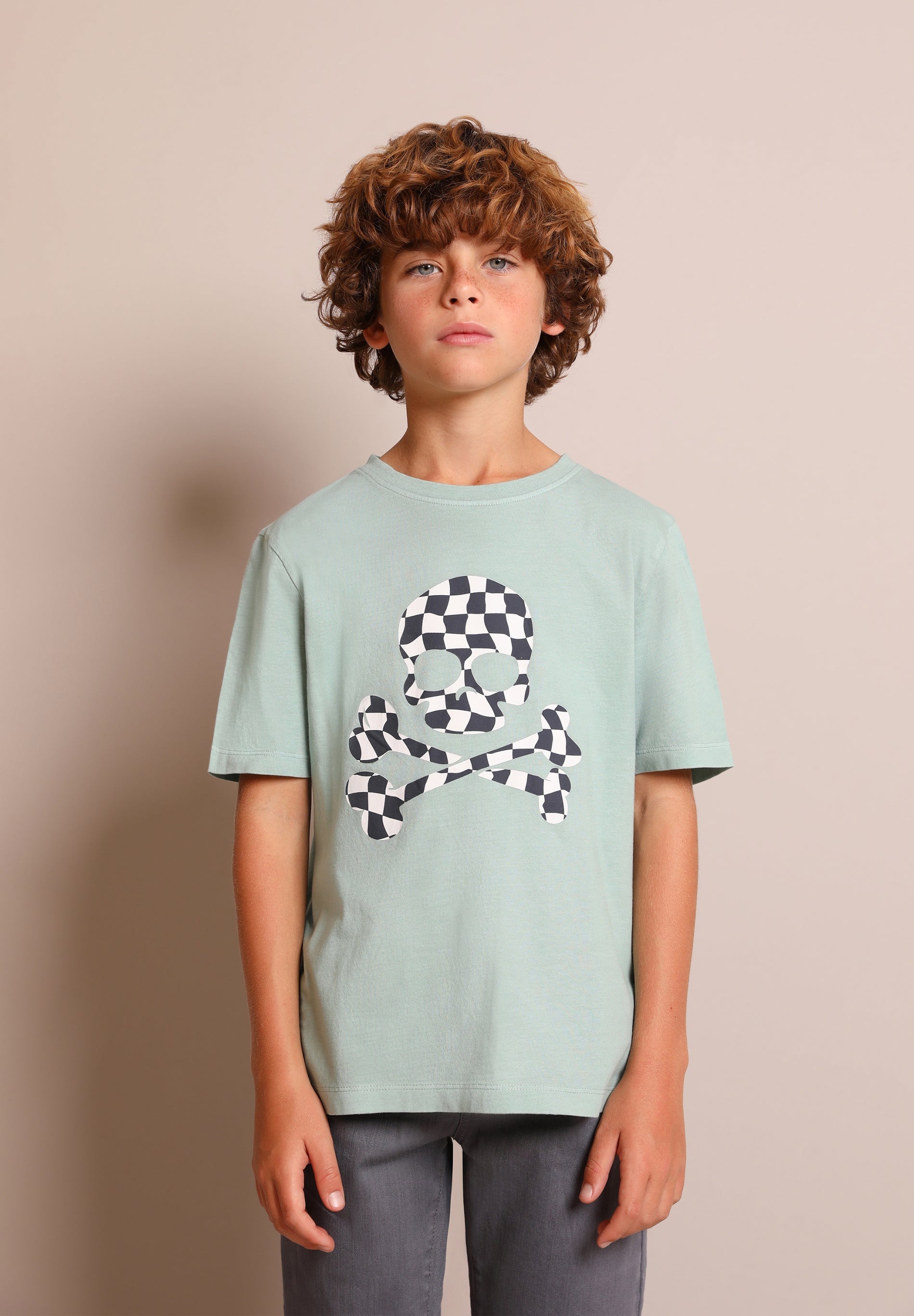 CAMISETA CALAVERA AJEDREZ
