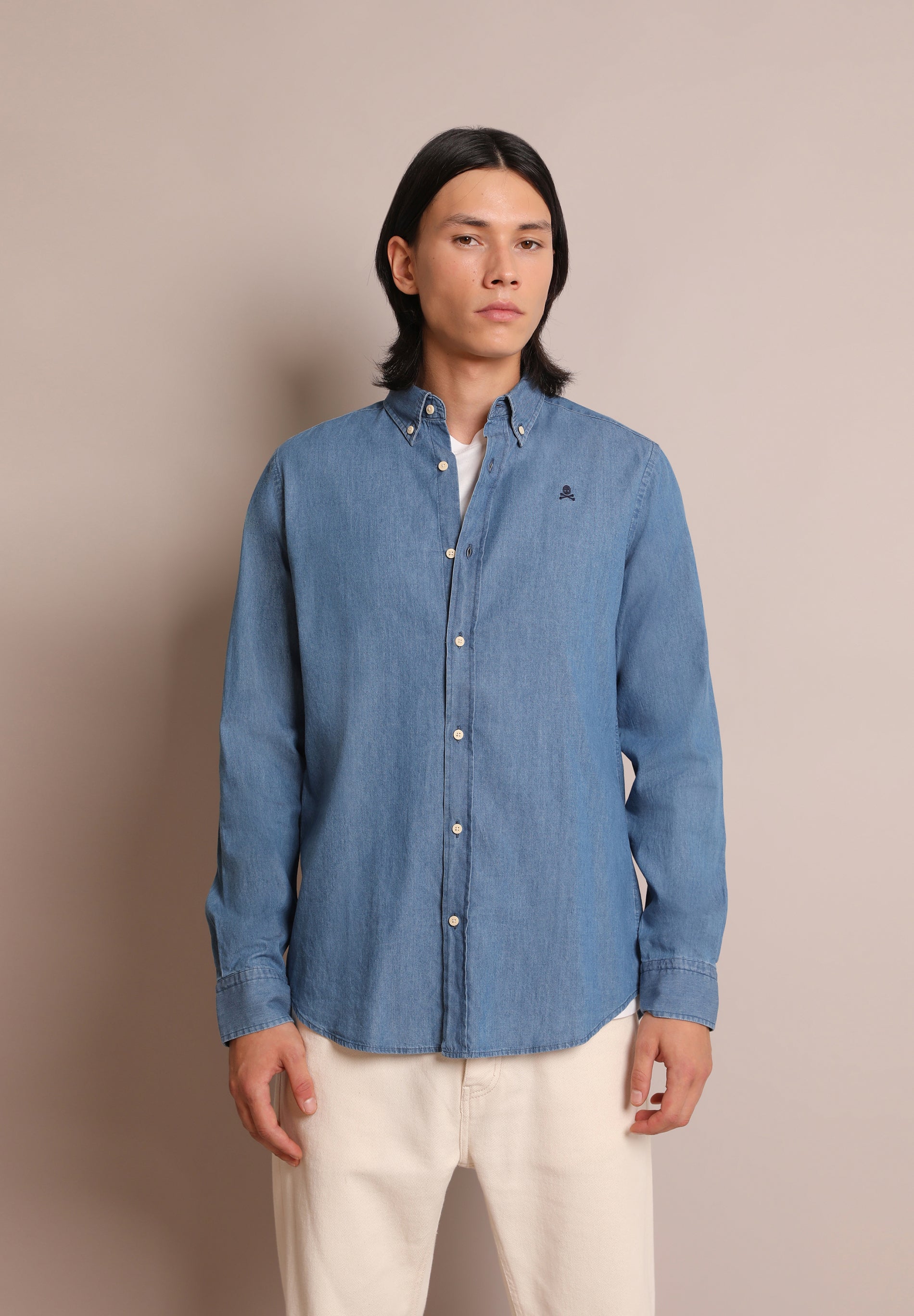 CAMISA DENIM CALAVERA CONTRASTE