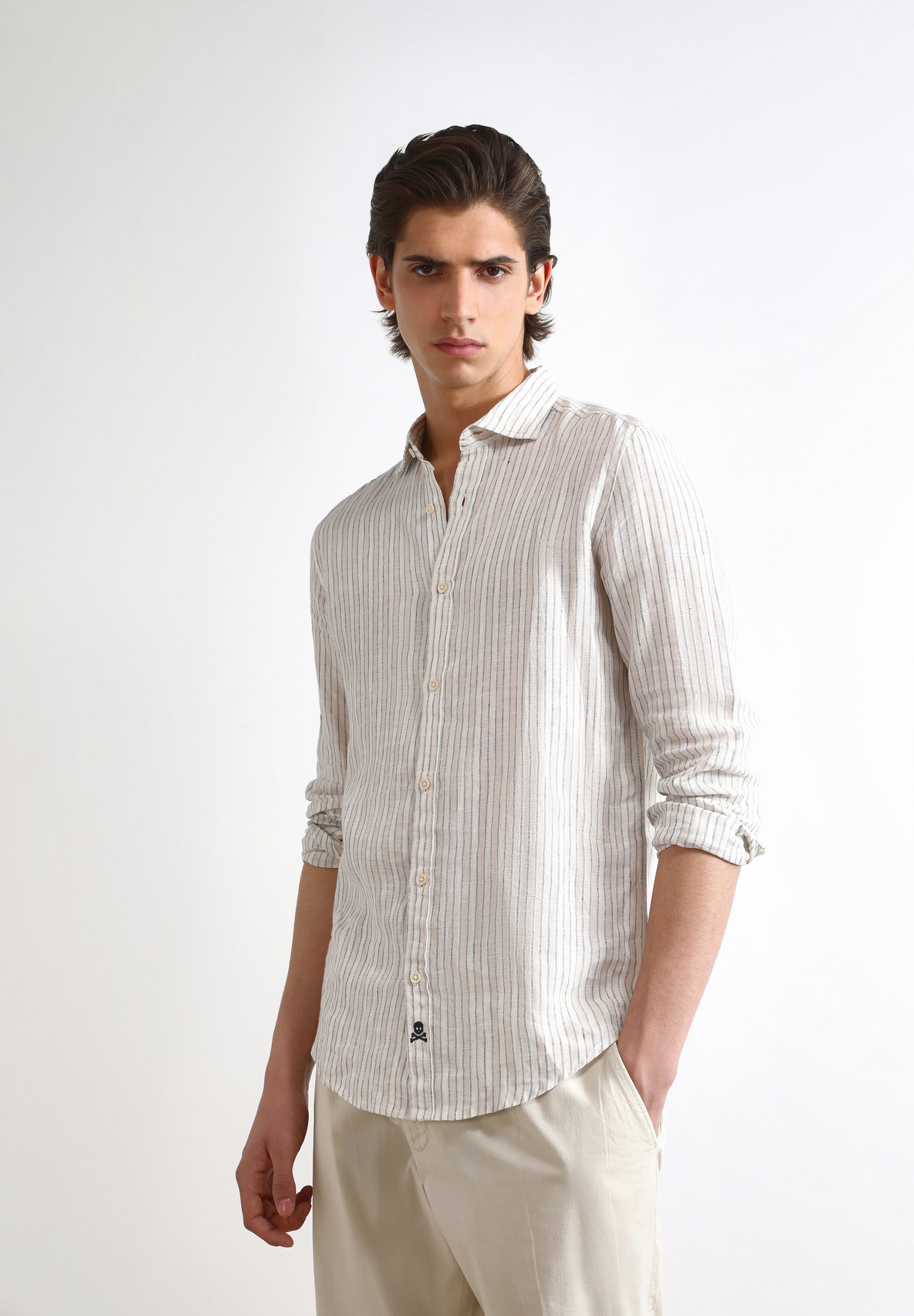 CAMISA PREMIUM LINO RAYAS SLIM