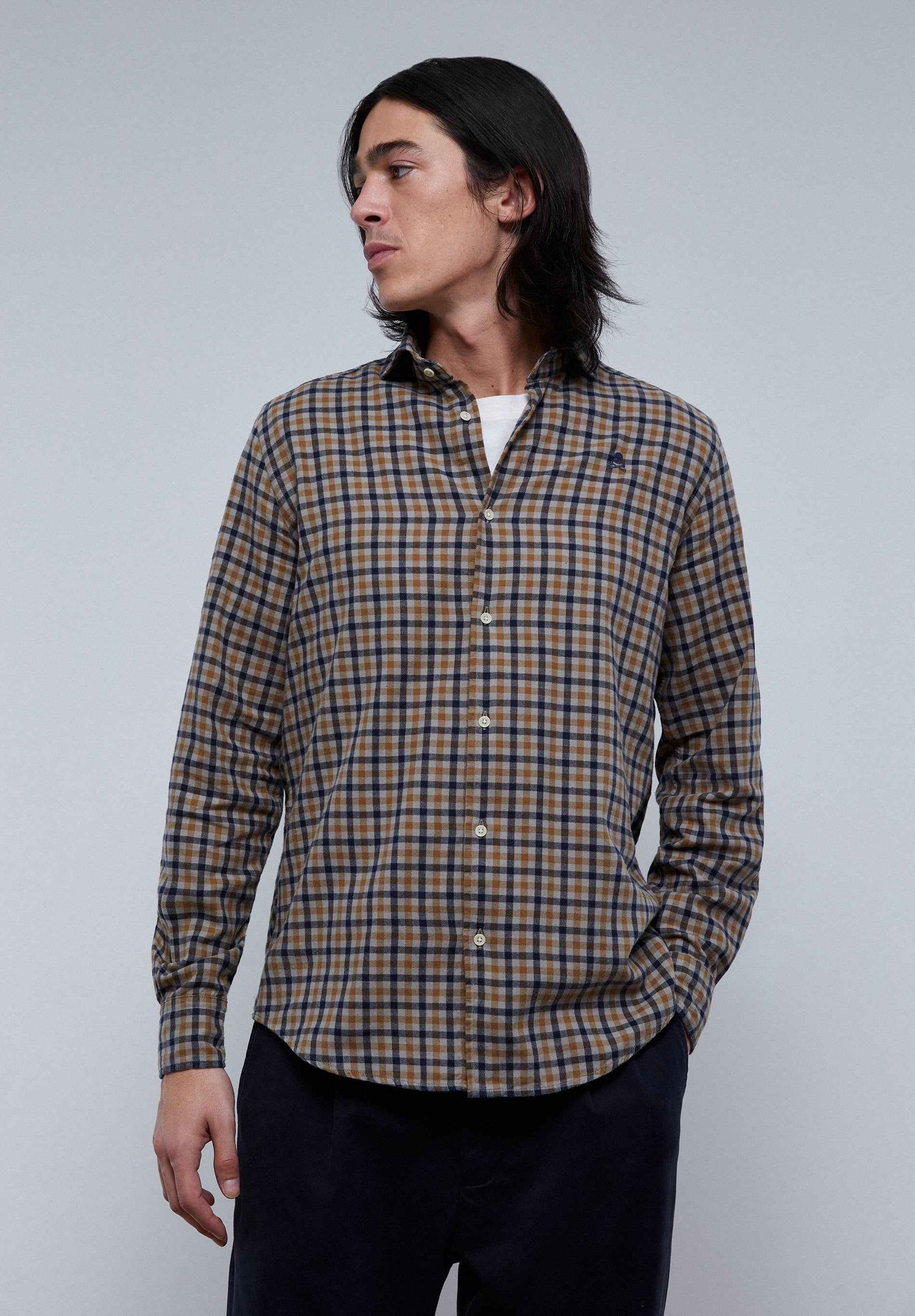 CAMISA CUADROS TACTO PEACH