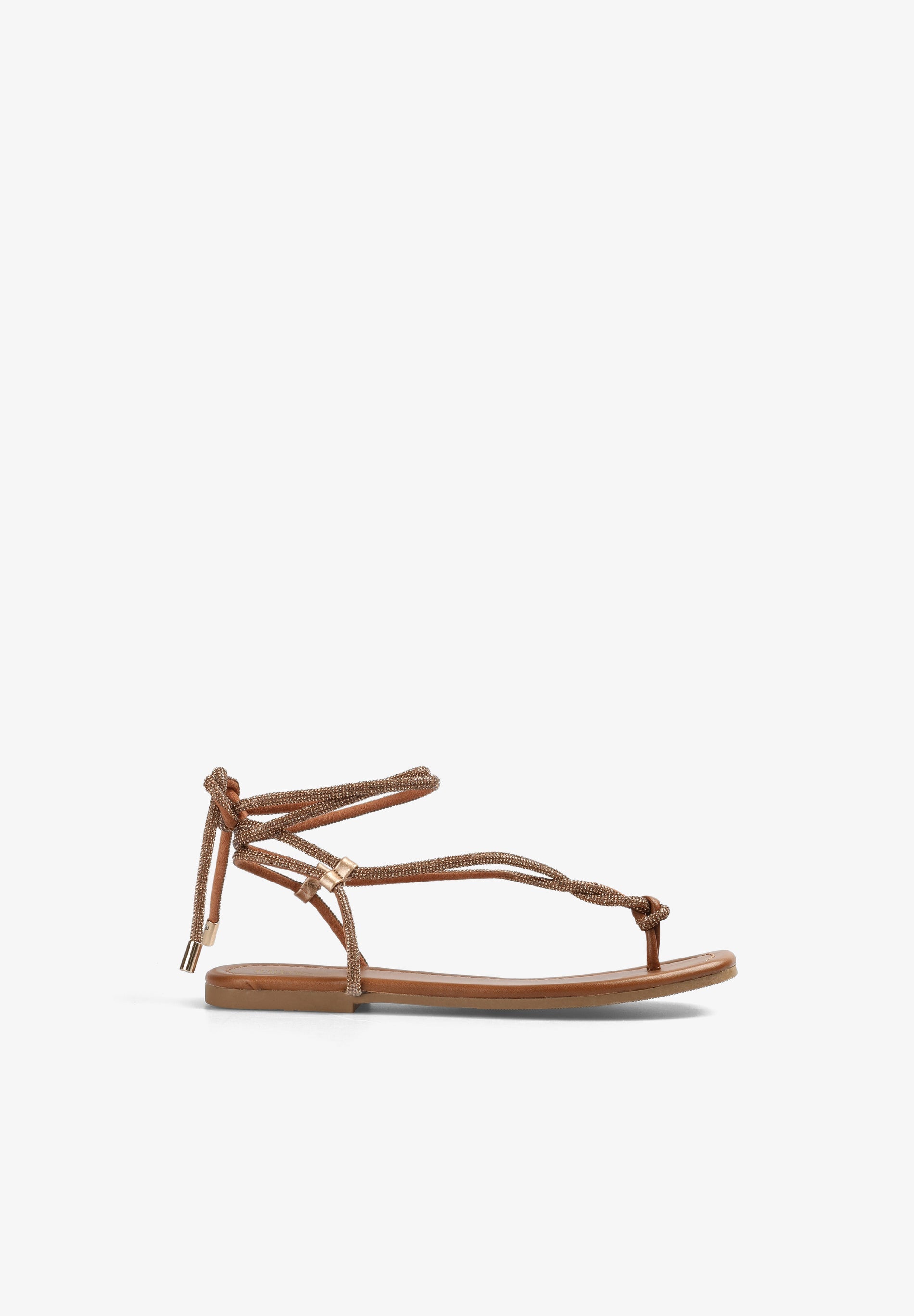 SANDALIAS TIRA PIEL DETALLE STRASS