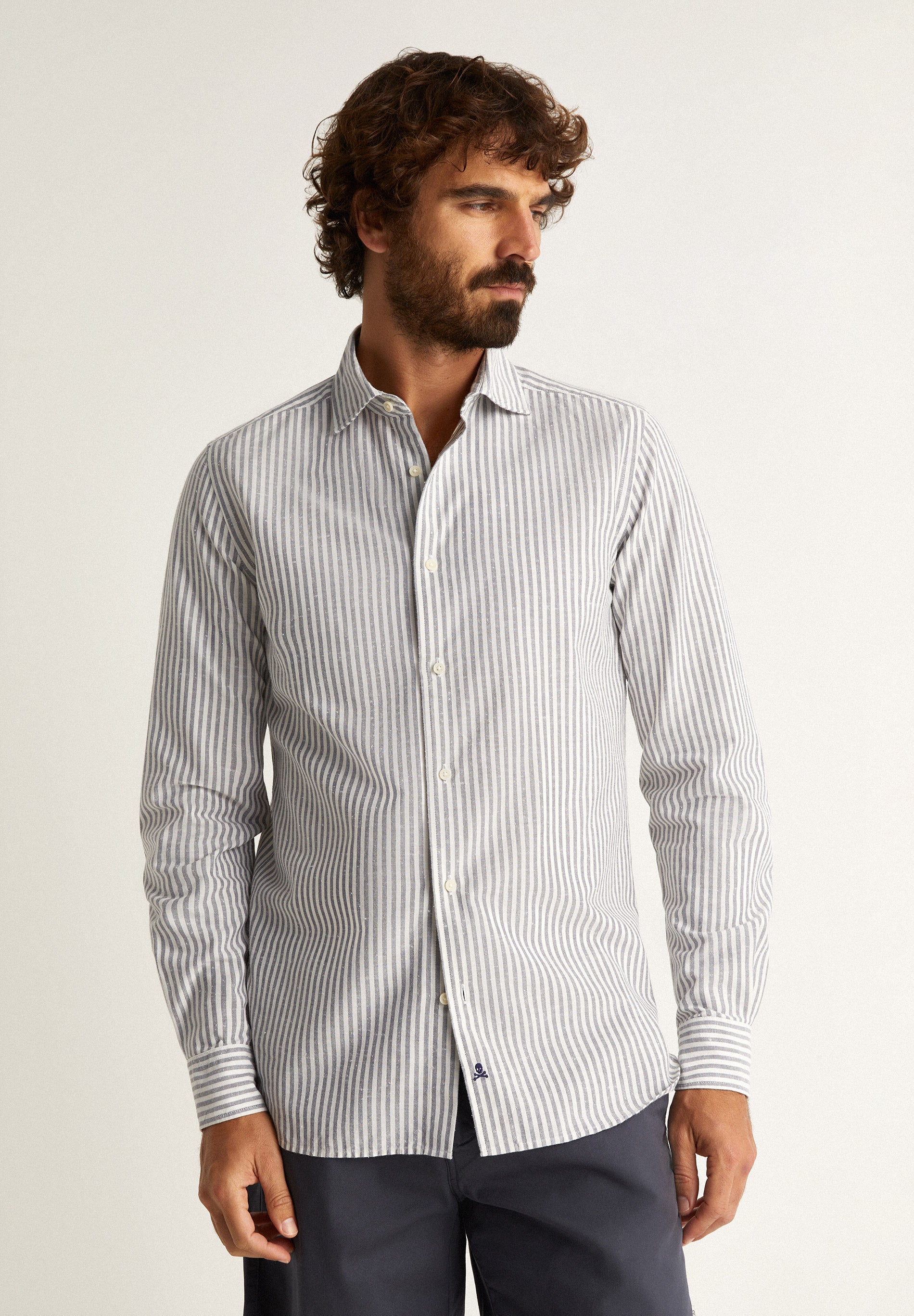 CAMISA RAYAS CALAVERA TAPETA