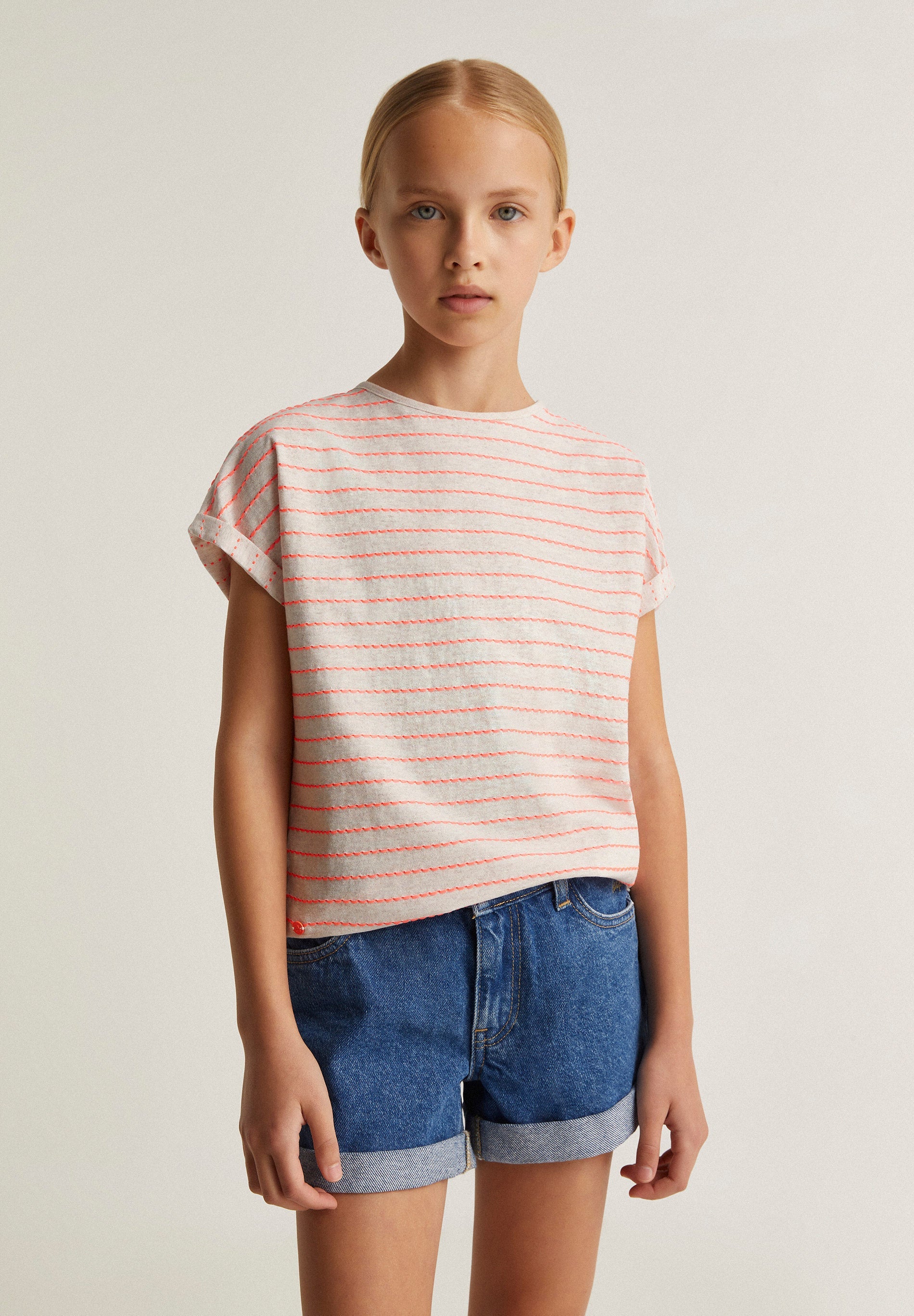 CAMISETA RAYAS TEJIDAS FLUOR