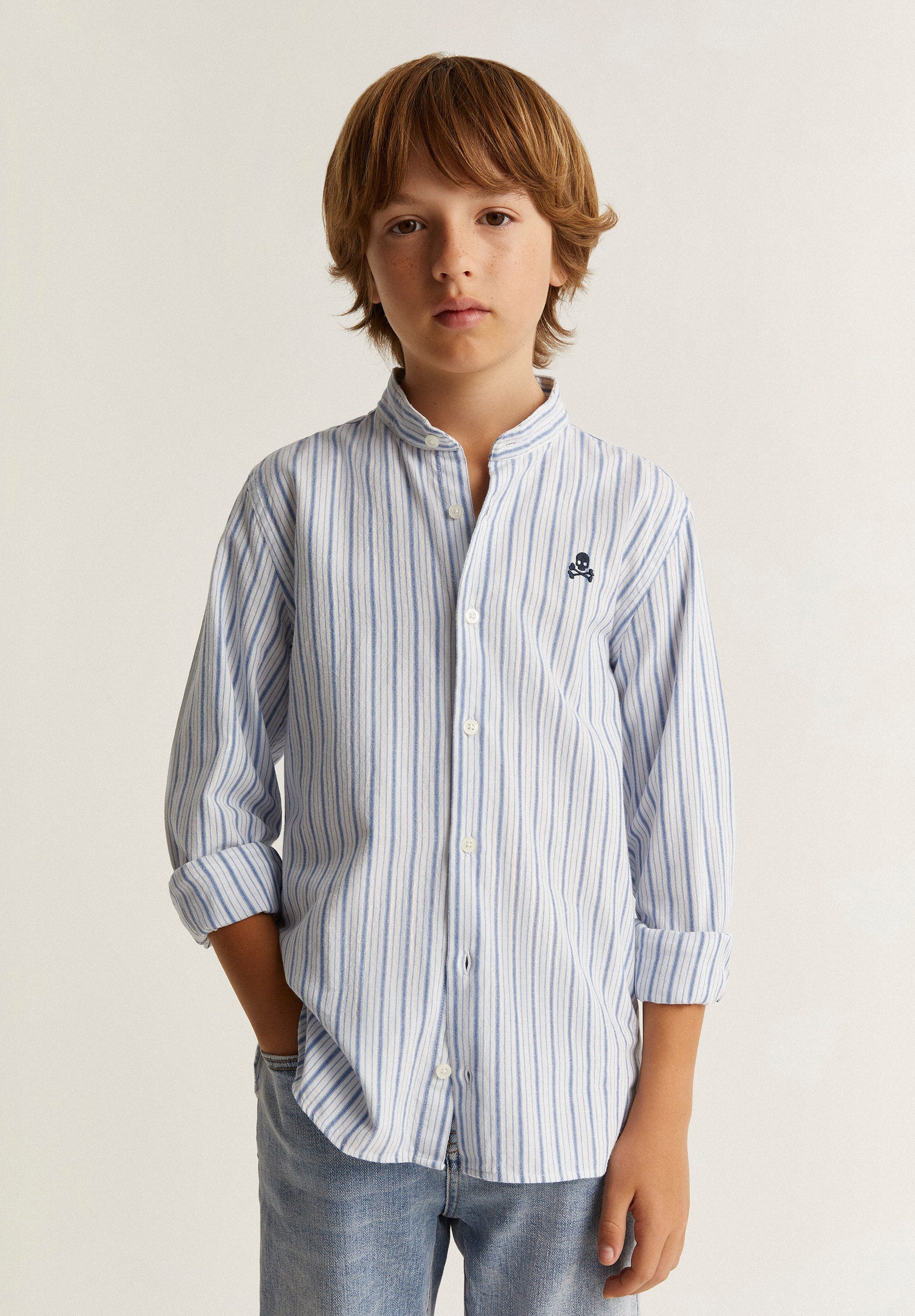 CAMISA RAYAS CUELLO MAO