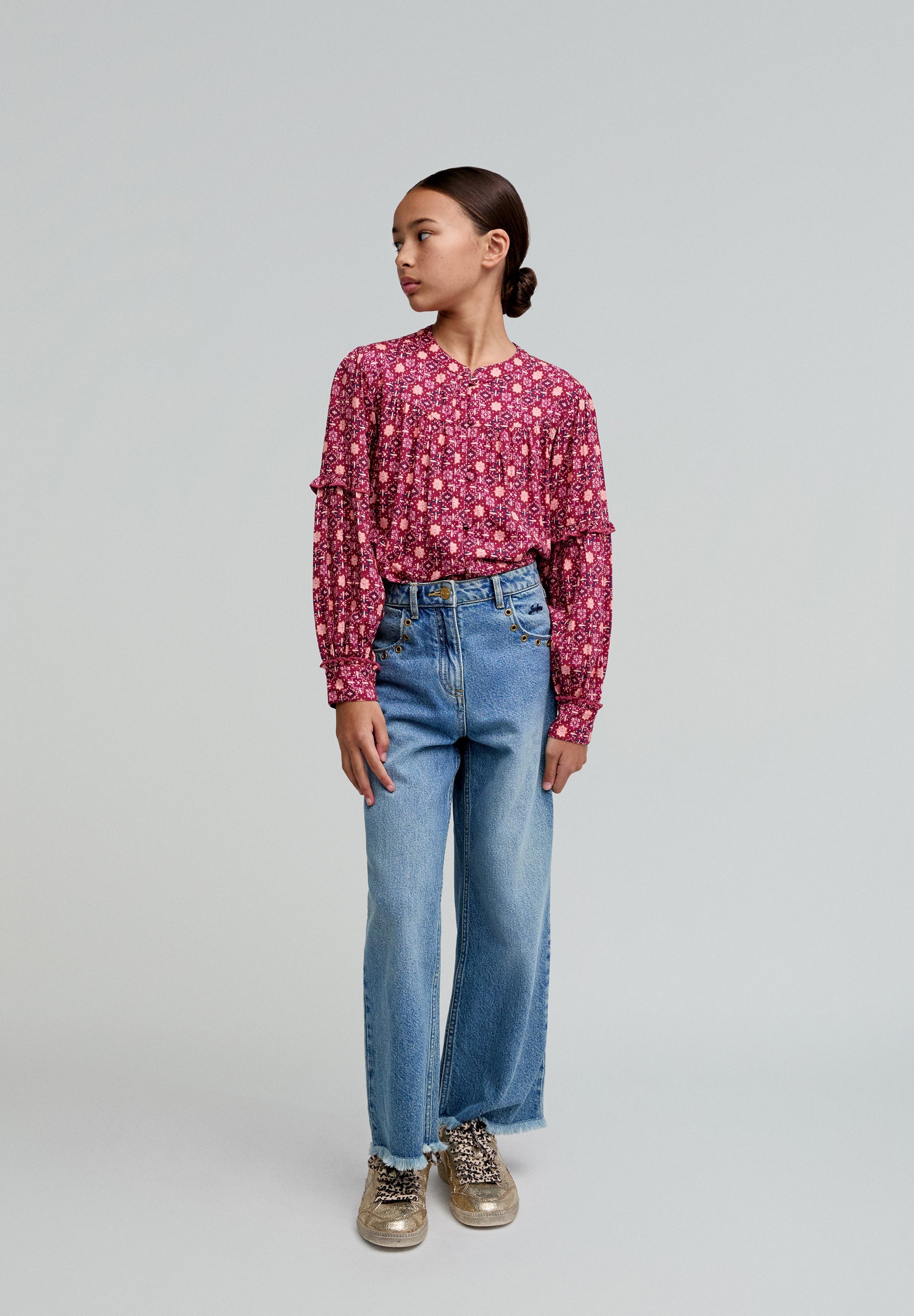 BLUSA PRINT VOLANTE MANGA