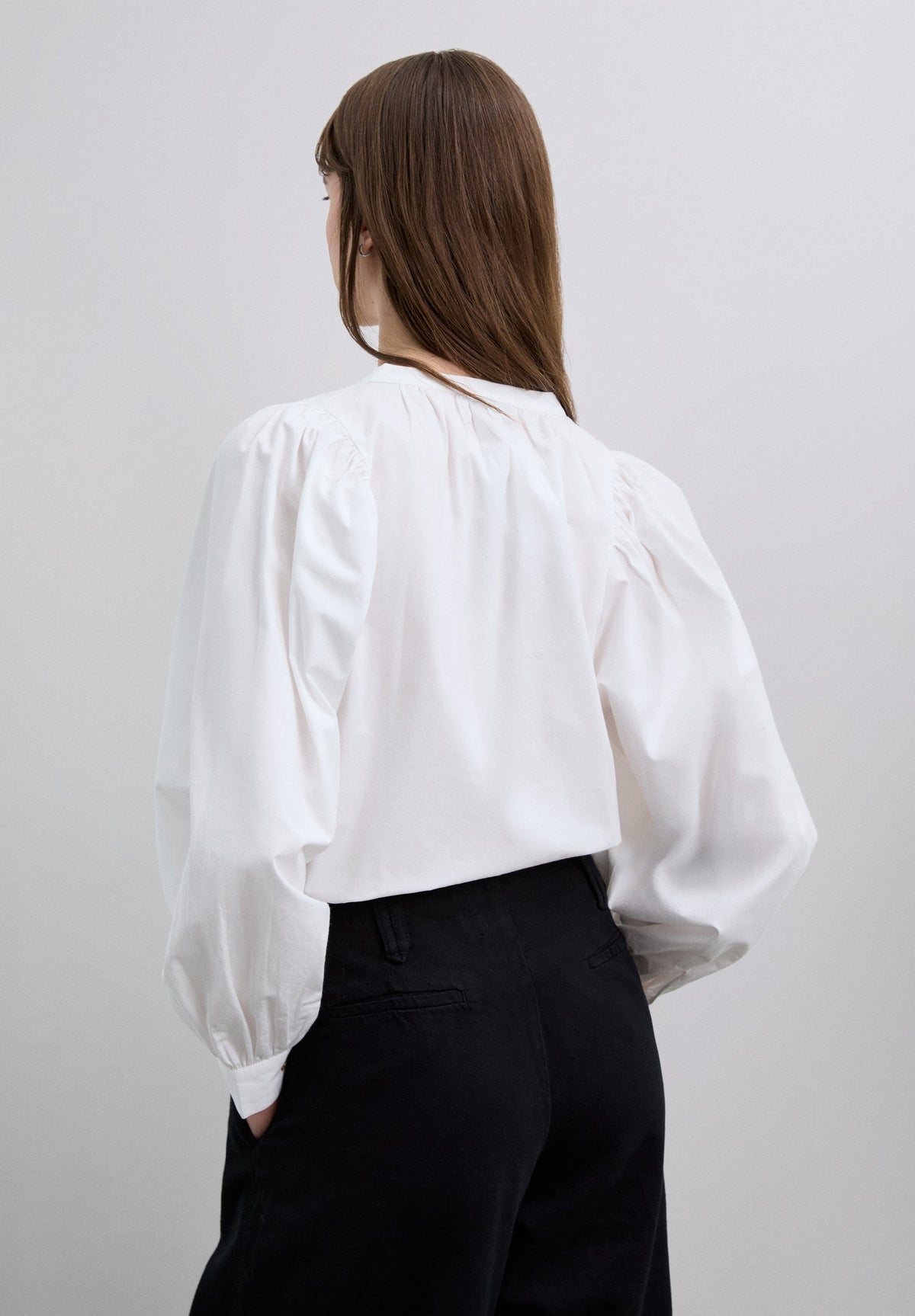CAMISA POPELÍN MANGA ABULLONADA