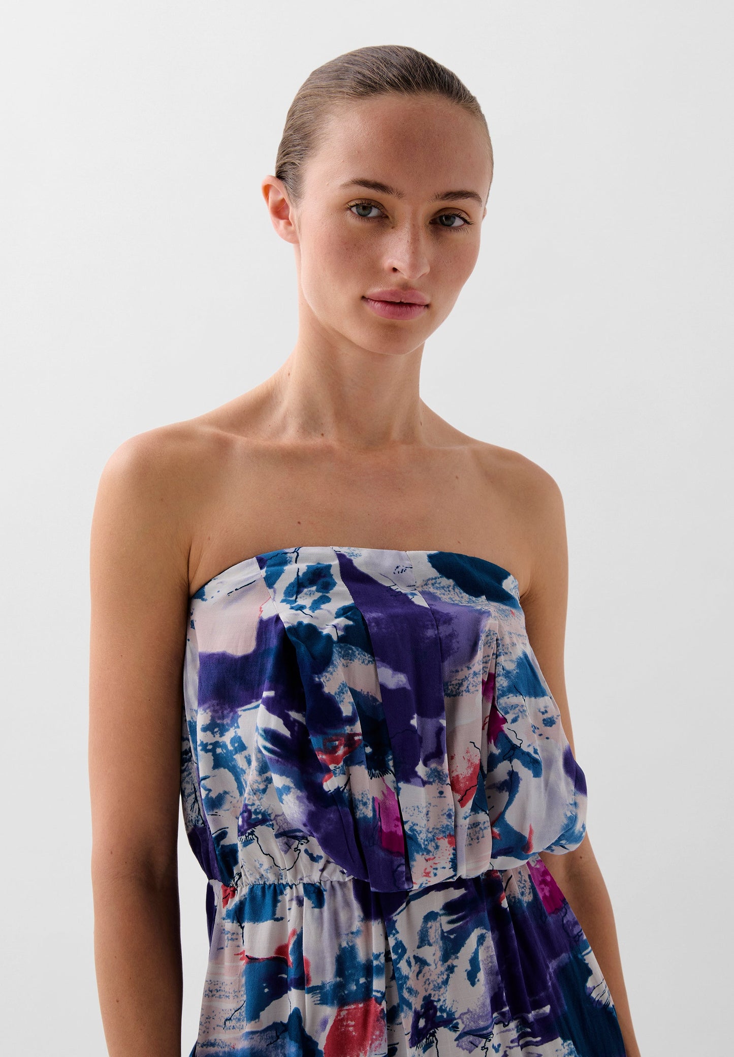 VESTIDO BANDEAU PRINT FLUIDO