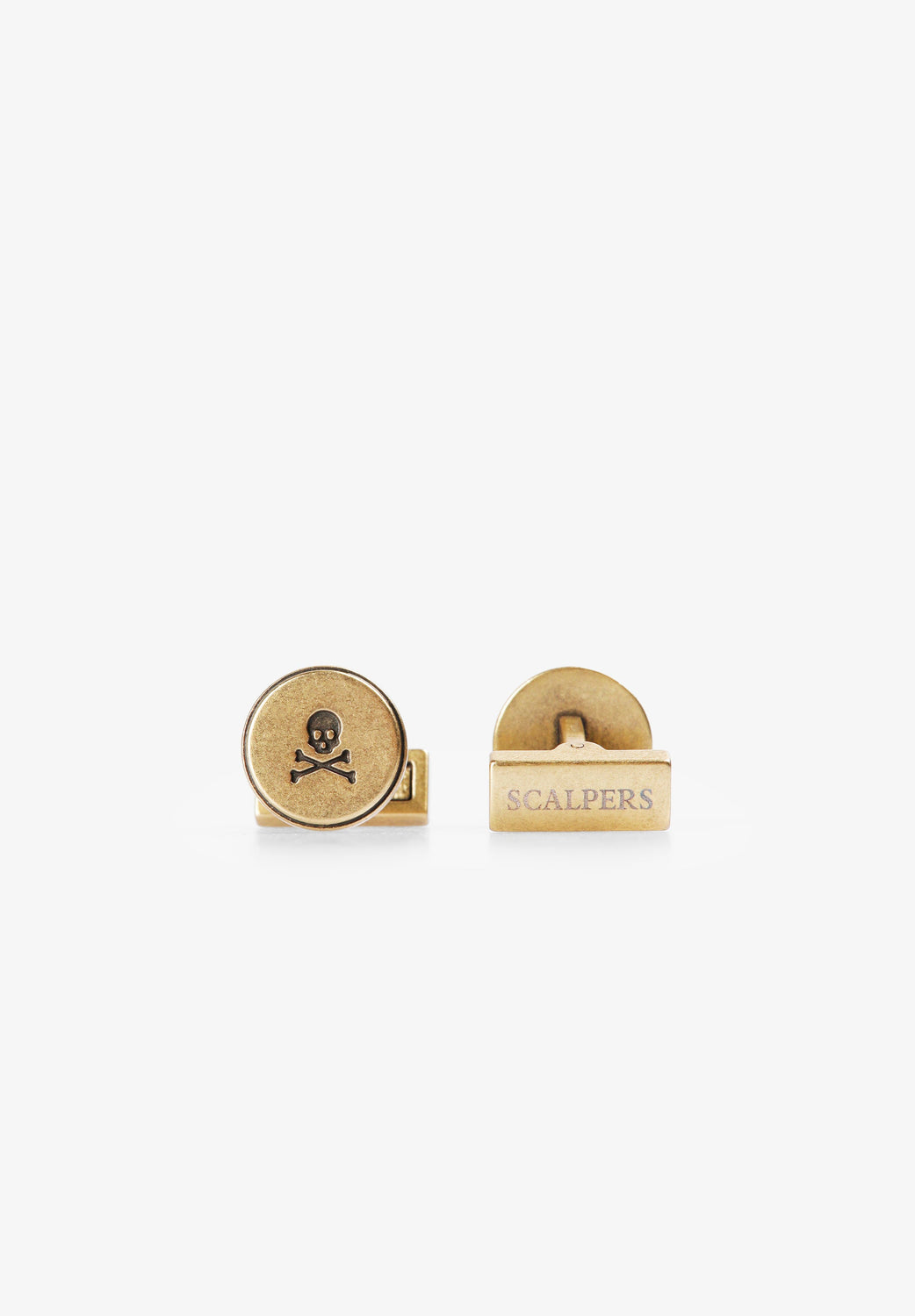 GEMELOS LATÓN CALAVERA GRABADA - Scalpers