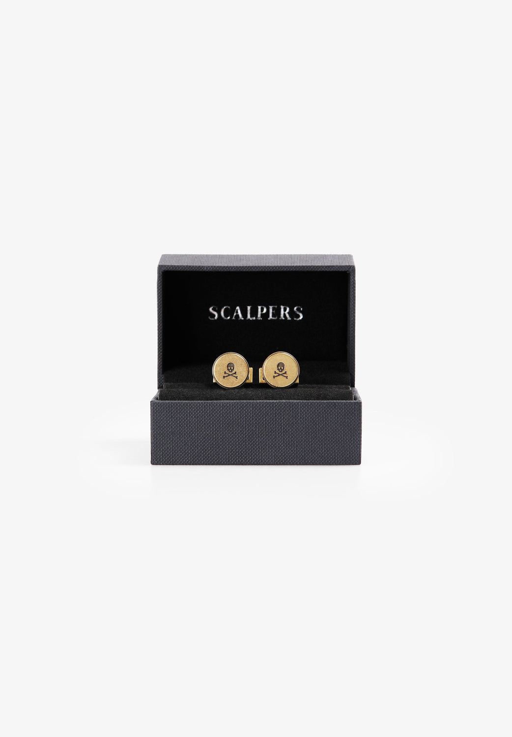 GEMELOS LATÓN CALAVERA GRABADA - Scalpers
